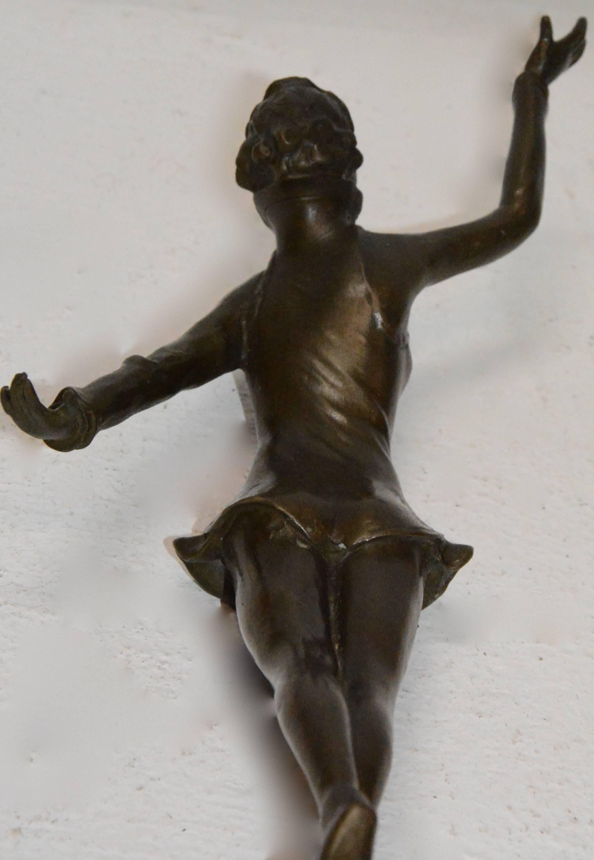 20th Century Bronze Water Dancer on Marble Statue
