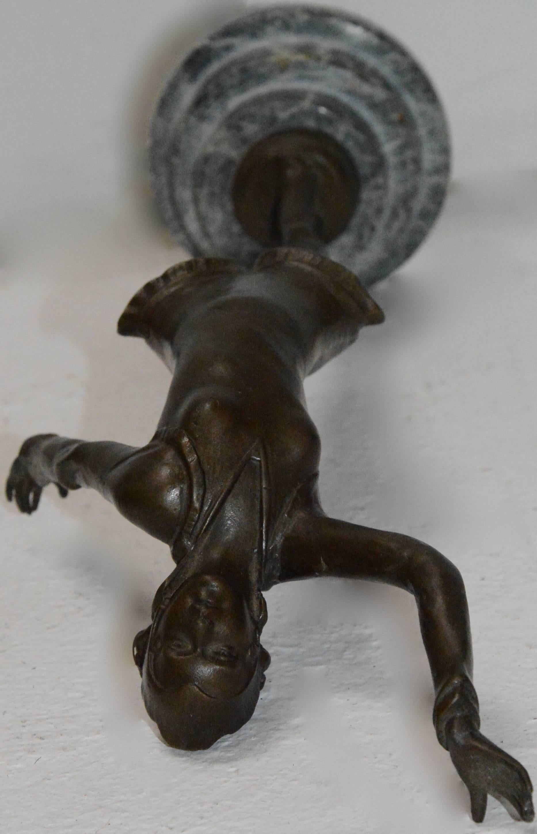 Bronze Water Dancer on Marble Statue 2