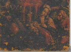 Spanish Retablo Mary Holding Baby Jesus on Tin