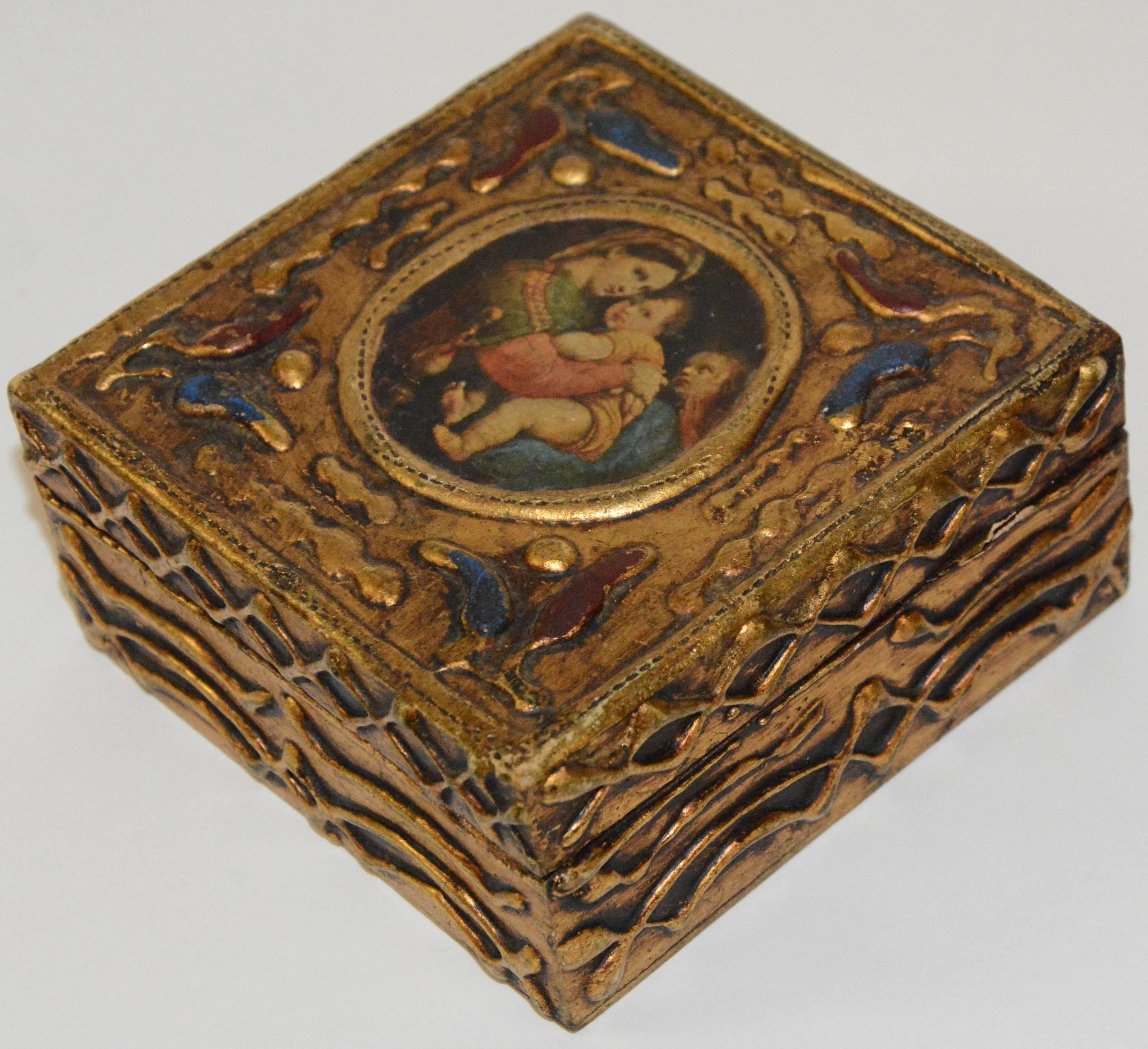 Renaissance Florentine Box with Madonna and Child
