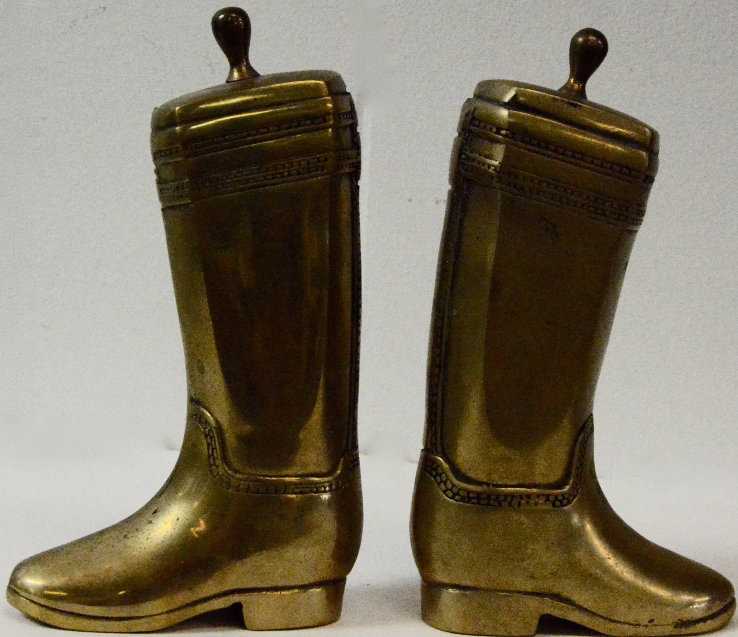 Solid Brass Boot Bookends In Good Condition In Cookeville, TN