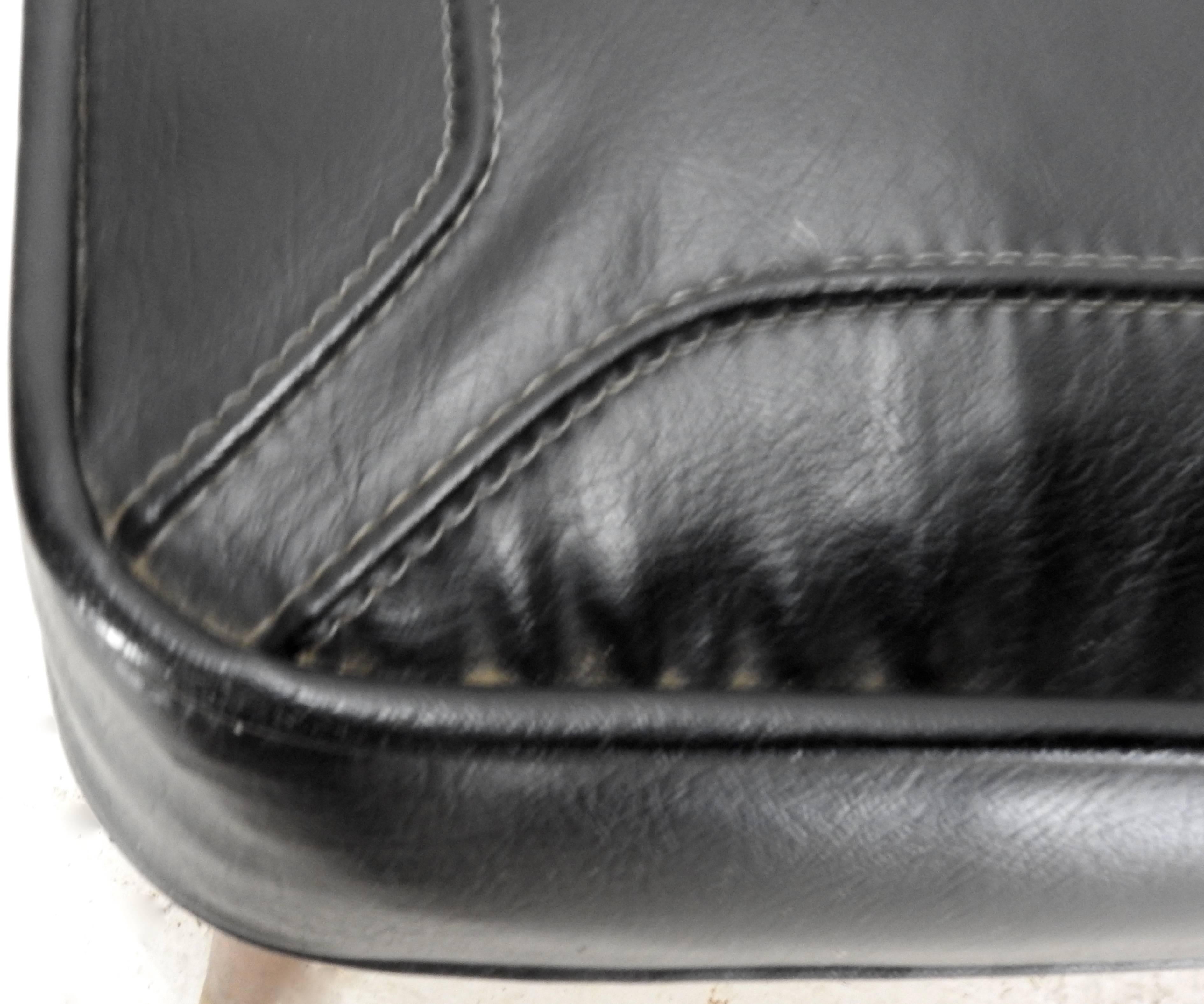 Black Leather Stool Mid-Century Modern 1