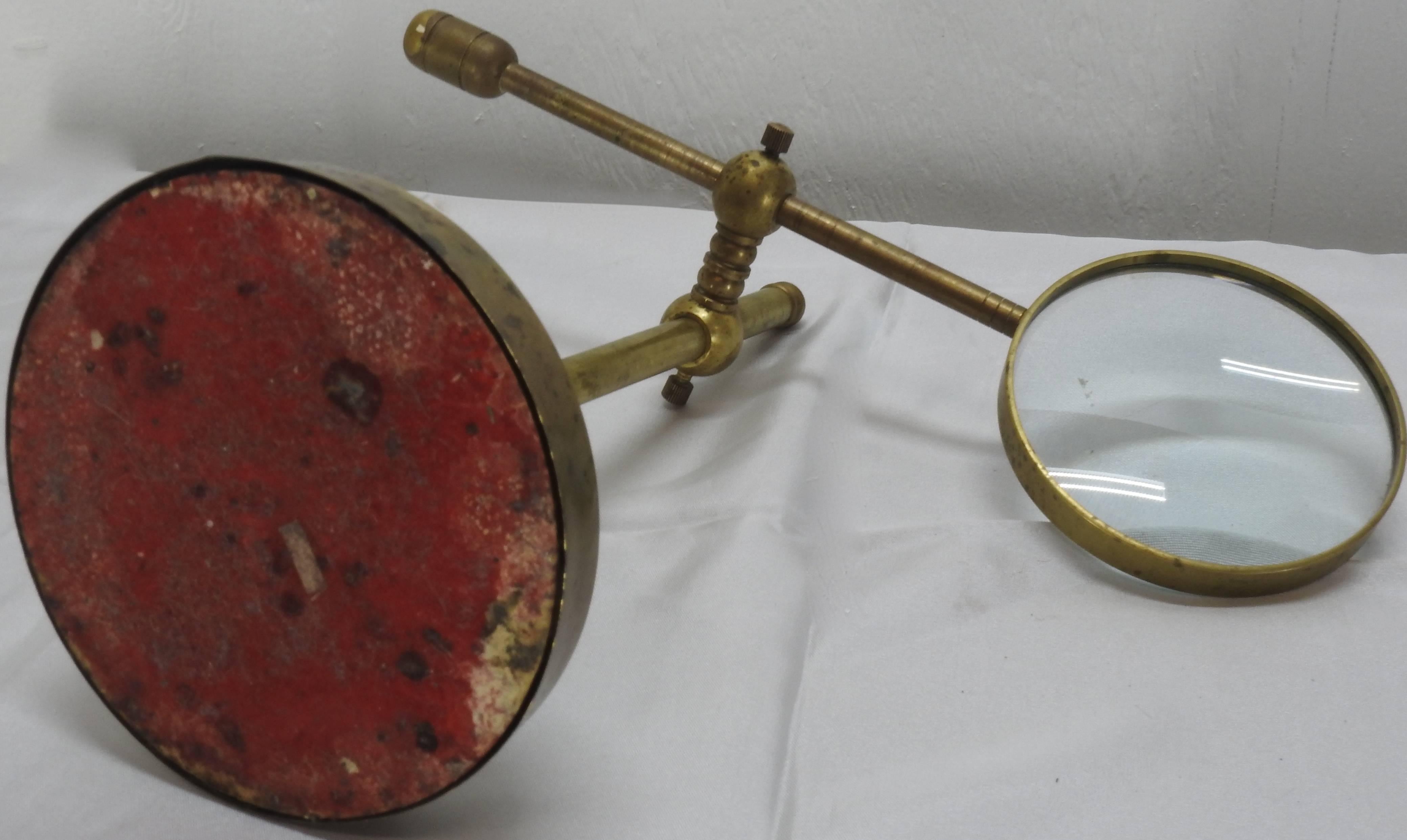 20th Century Industrial Magnifier on Stand Solid Brass