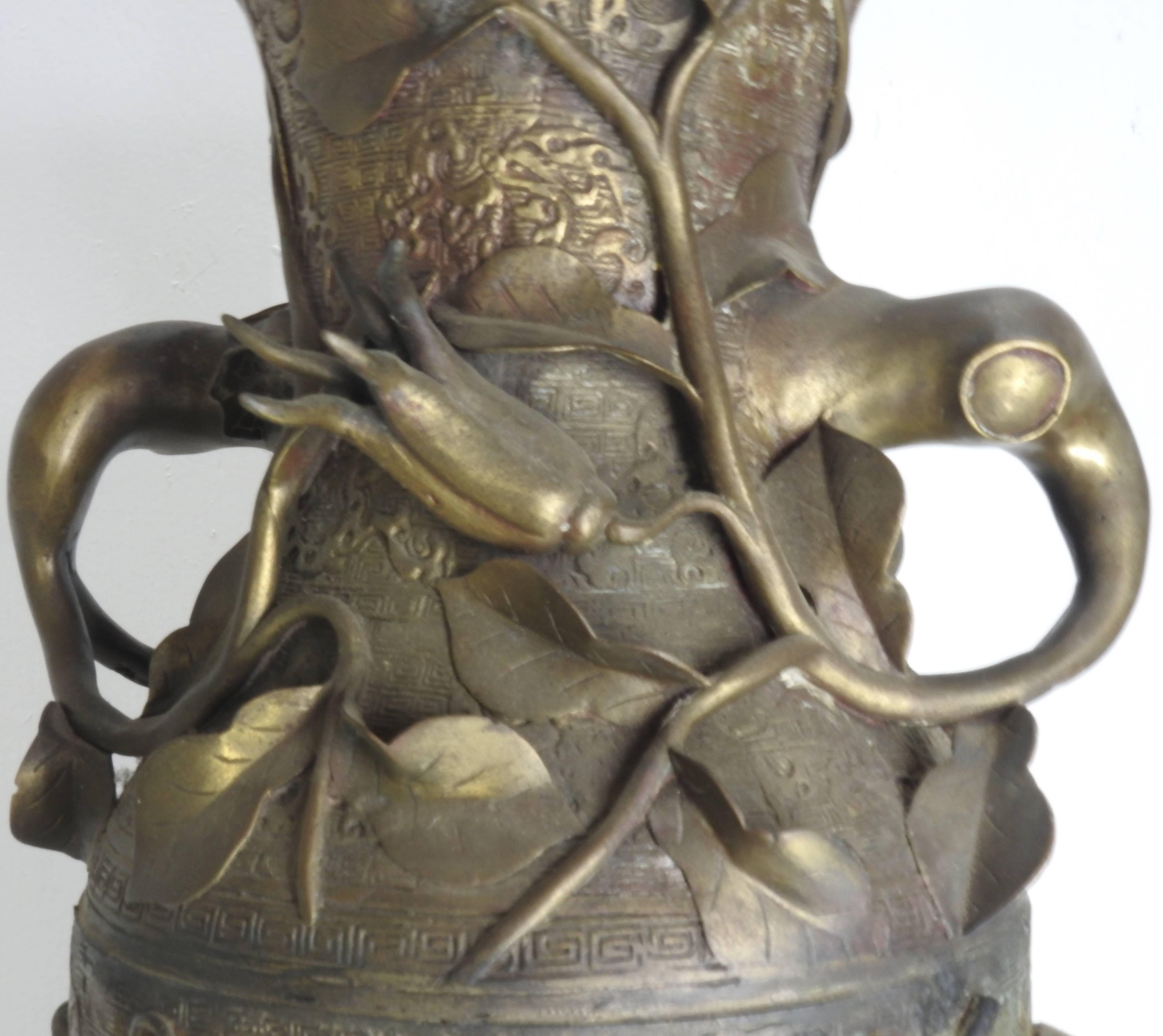 Tibetan Bronze Repousse Lamp Water Buffalo with Riders, 19th Century For Sale