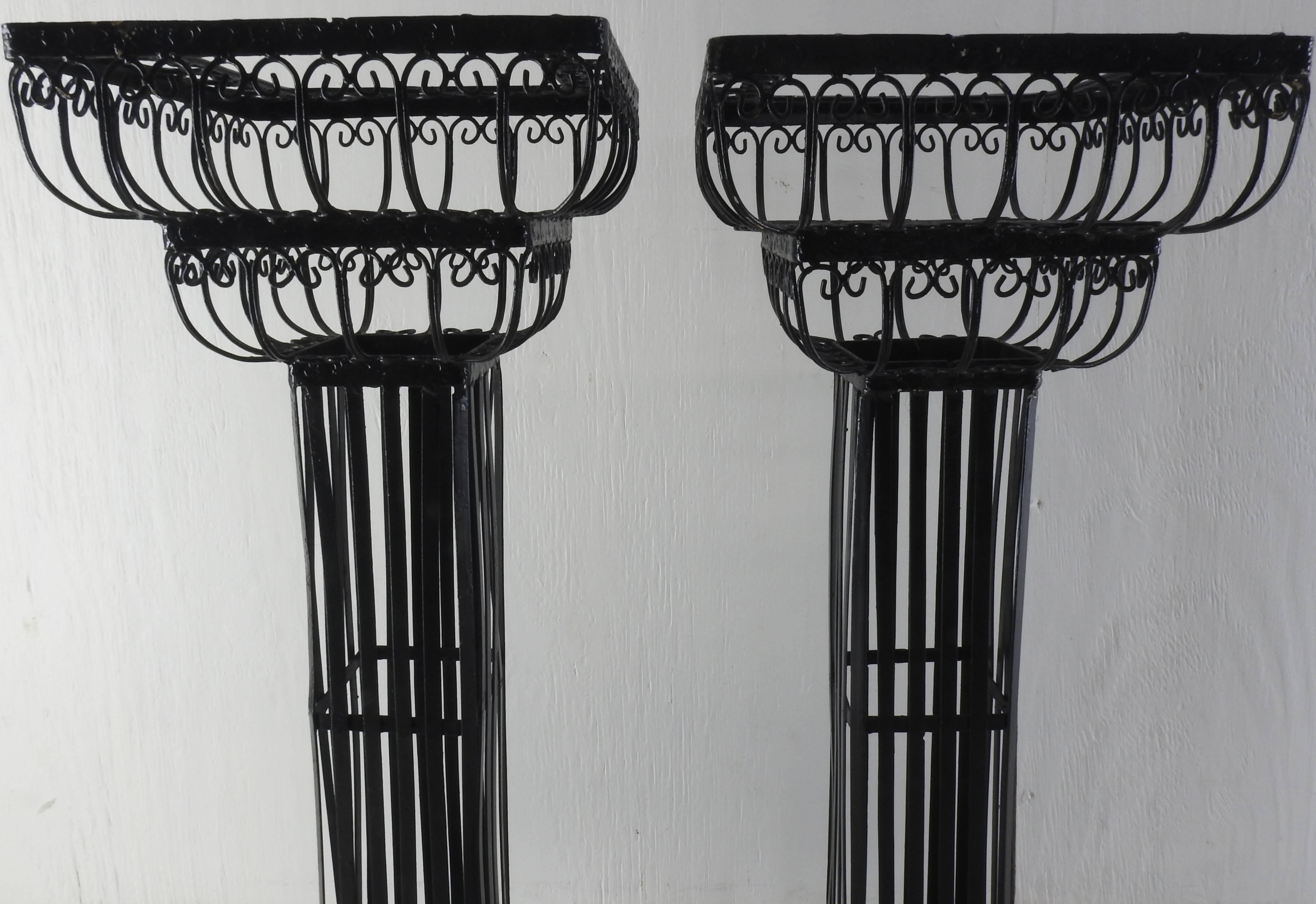 Pair of Victorian Metal Plant Stands In Good Condition In Cookeville, TN