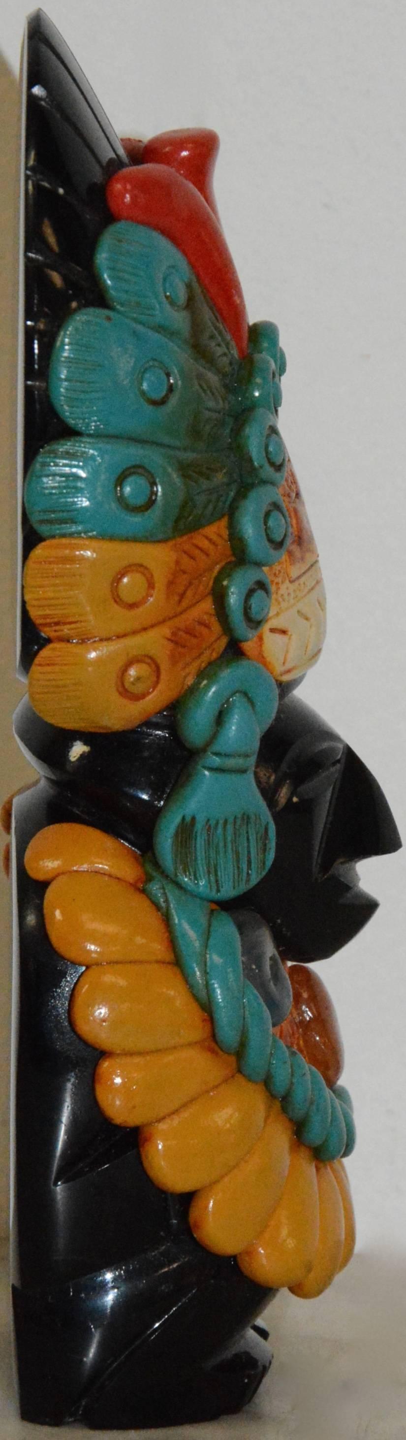 Tribal Carved Onyx Statuette with Embellishments For Sale