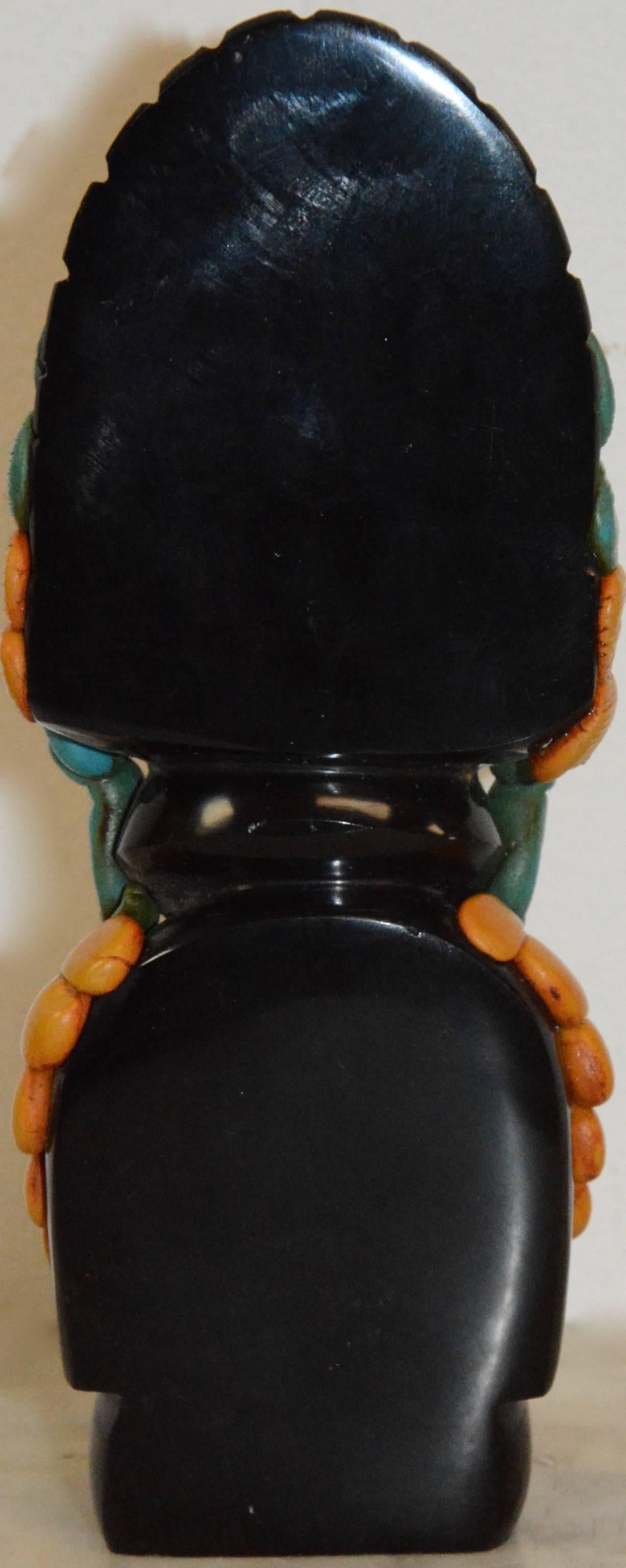 Carved Onyx Statuette with Embellishments For Sale 1