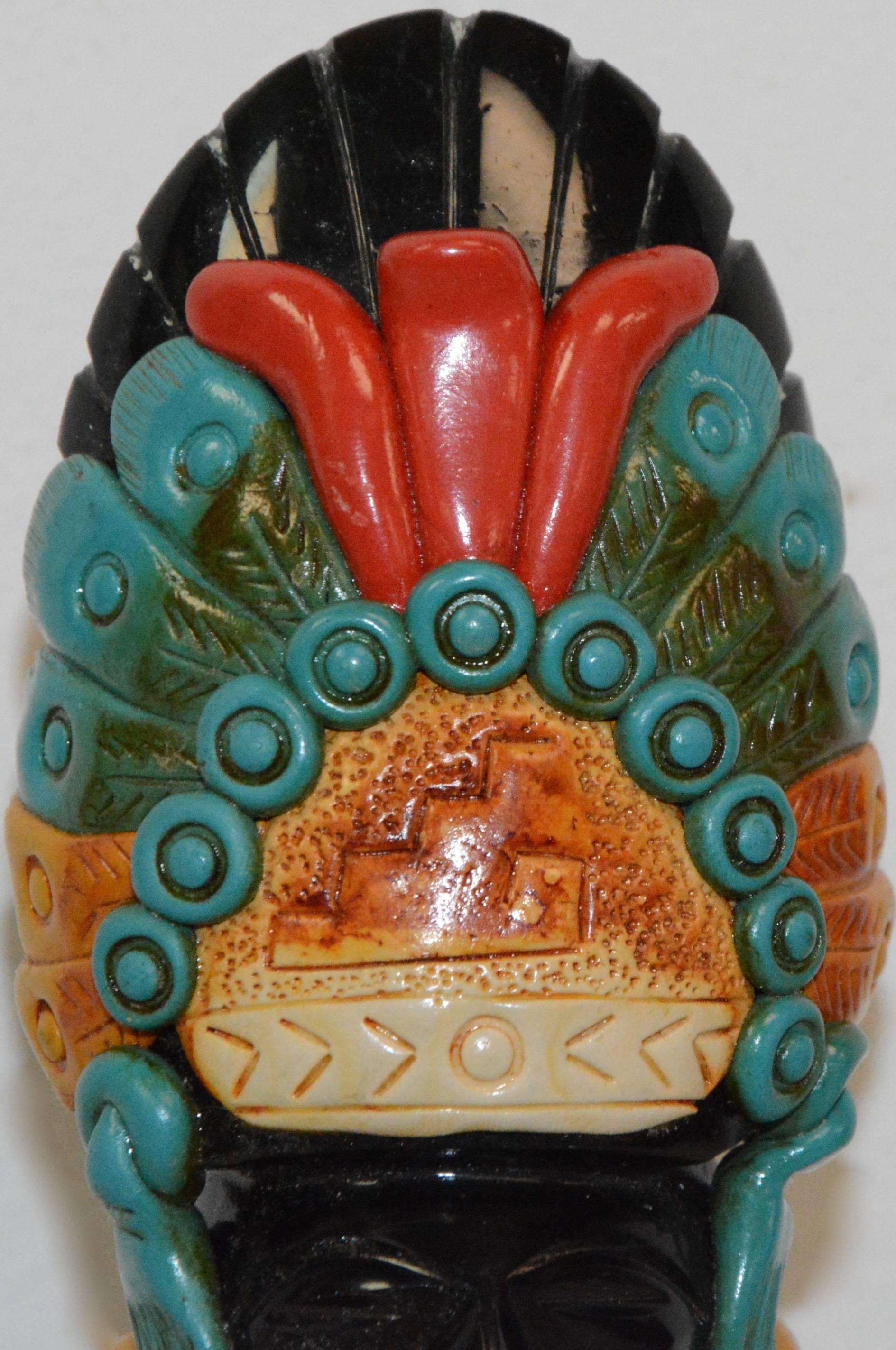 Mexican Carved Onyx Statuette with Embellishments For Sale
