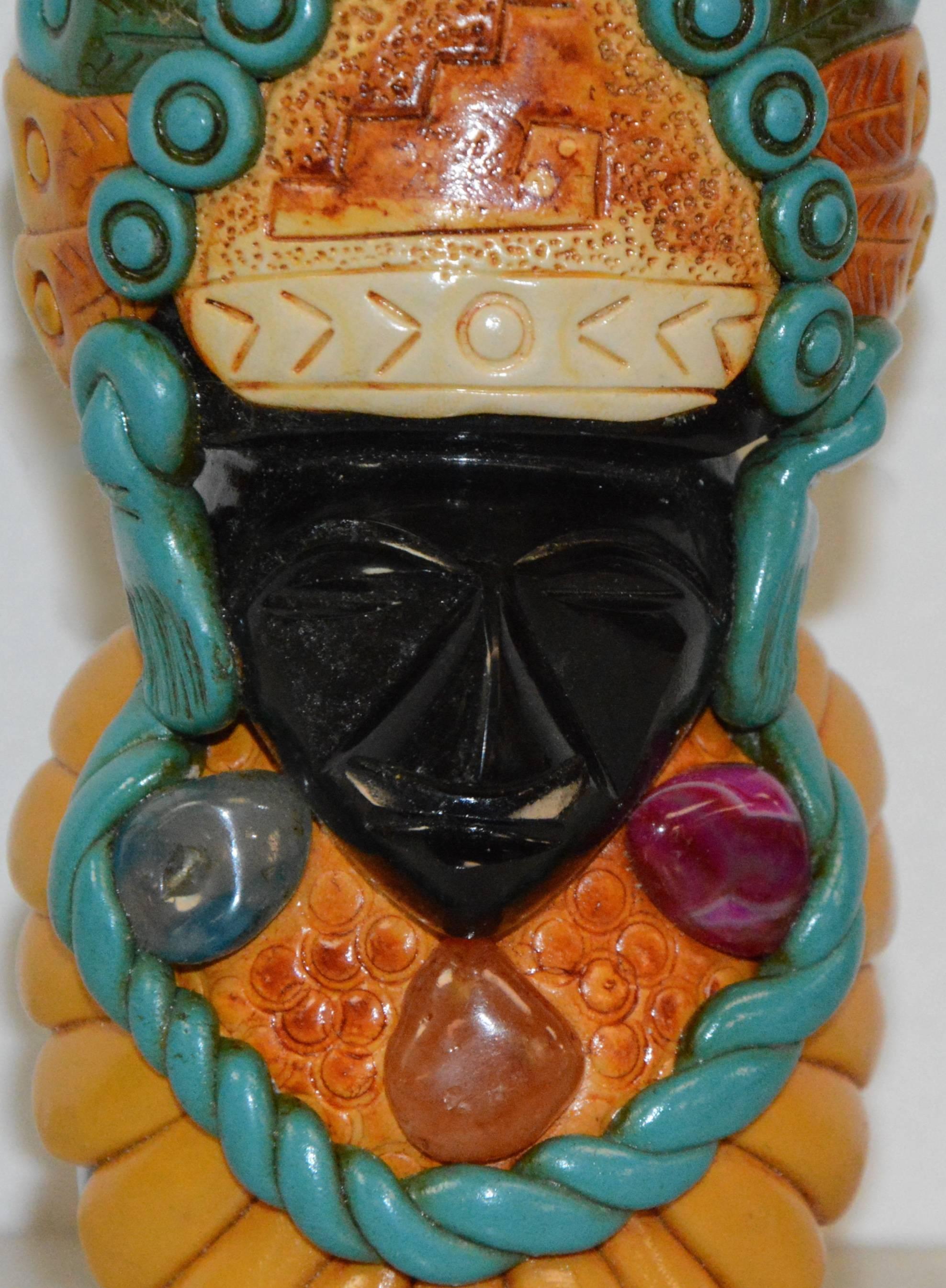 Carved Onyx Statuette with Embellishments In Fair Condition For Sale In Cookeville, TN