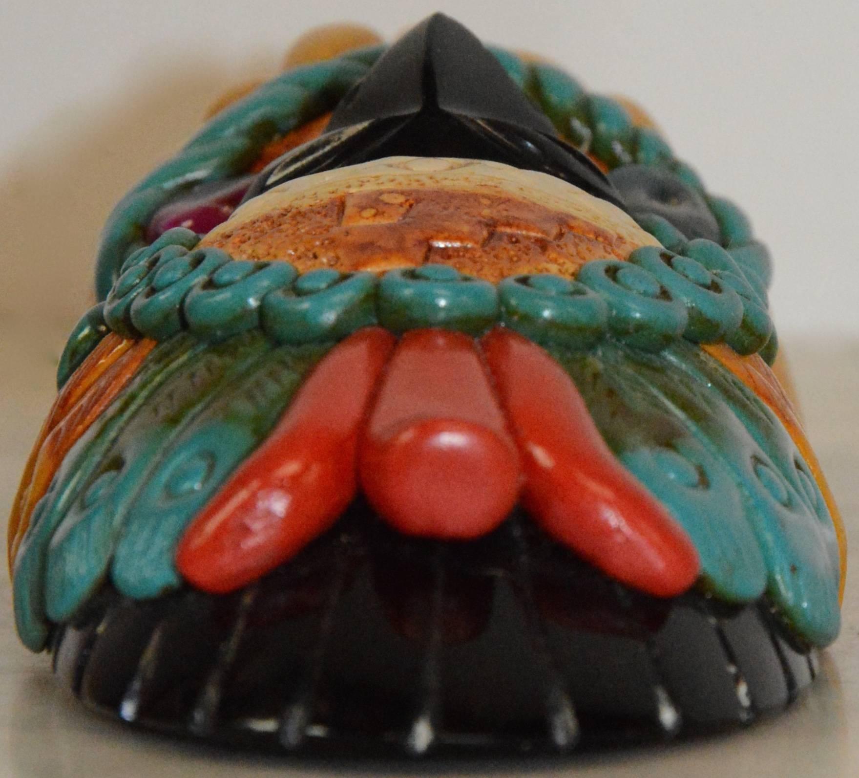 Hand-Carved Carved Onyx Statuette with Embellishments For Sale