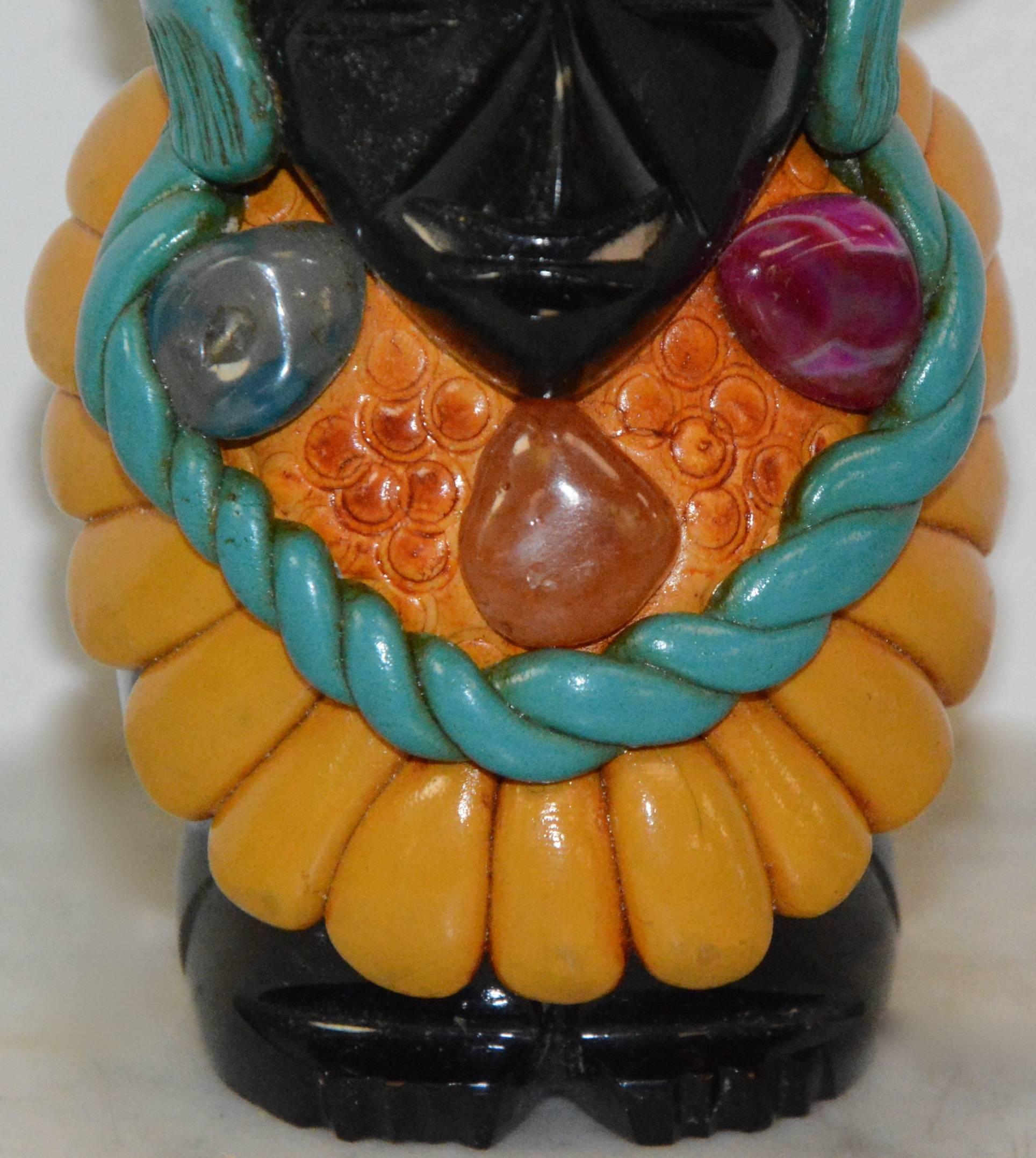 Contemporary Carved Onyx Statuette with Embellishments For Sale