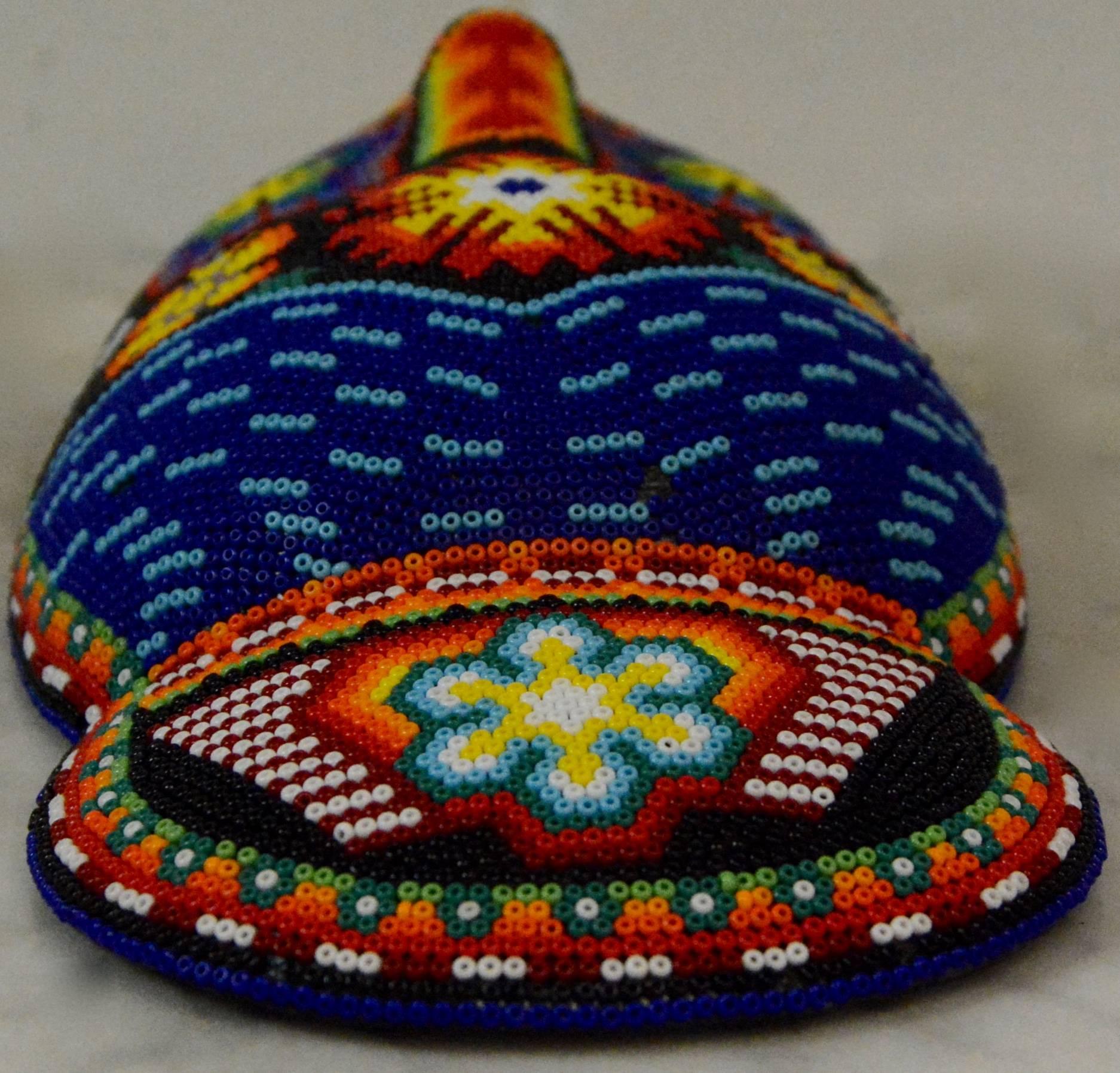 Paper Mexican Huichol Hand Beaded Folk Art Mask