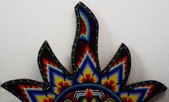 Mexican Huichol Hand Beaded Sun Wall Decor