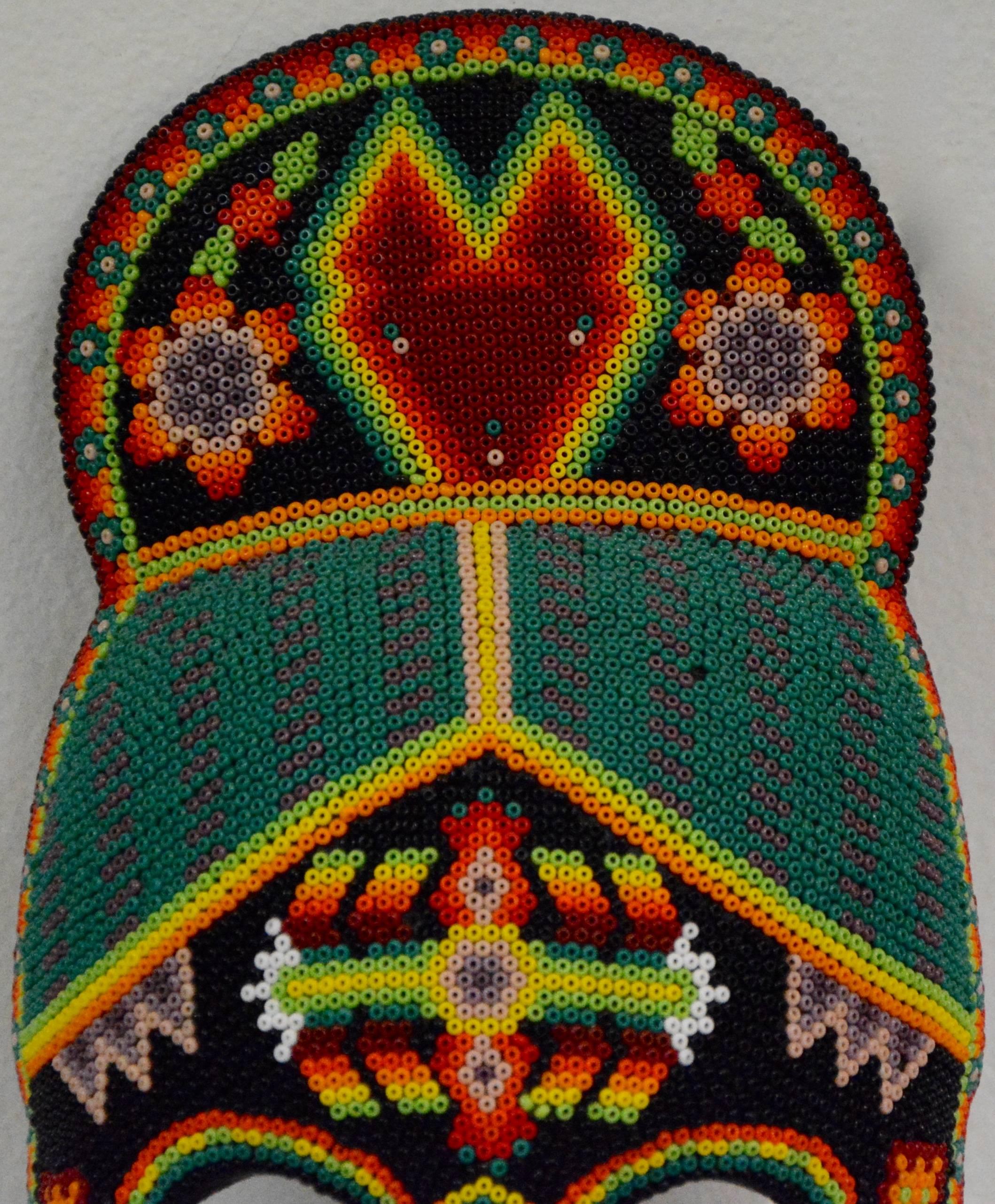 Mexican Huichol Hand Beaded Folk Art Mask 2