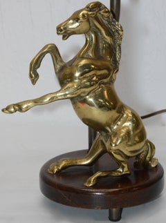 Vintage Solid Brass Horse Lamp with Shade