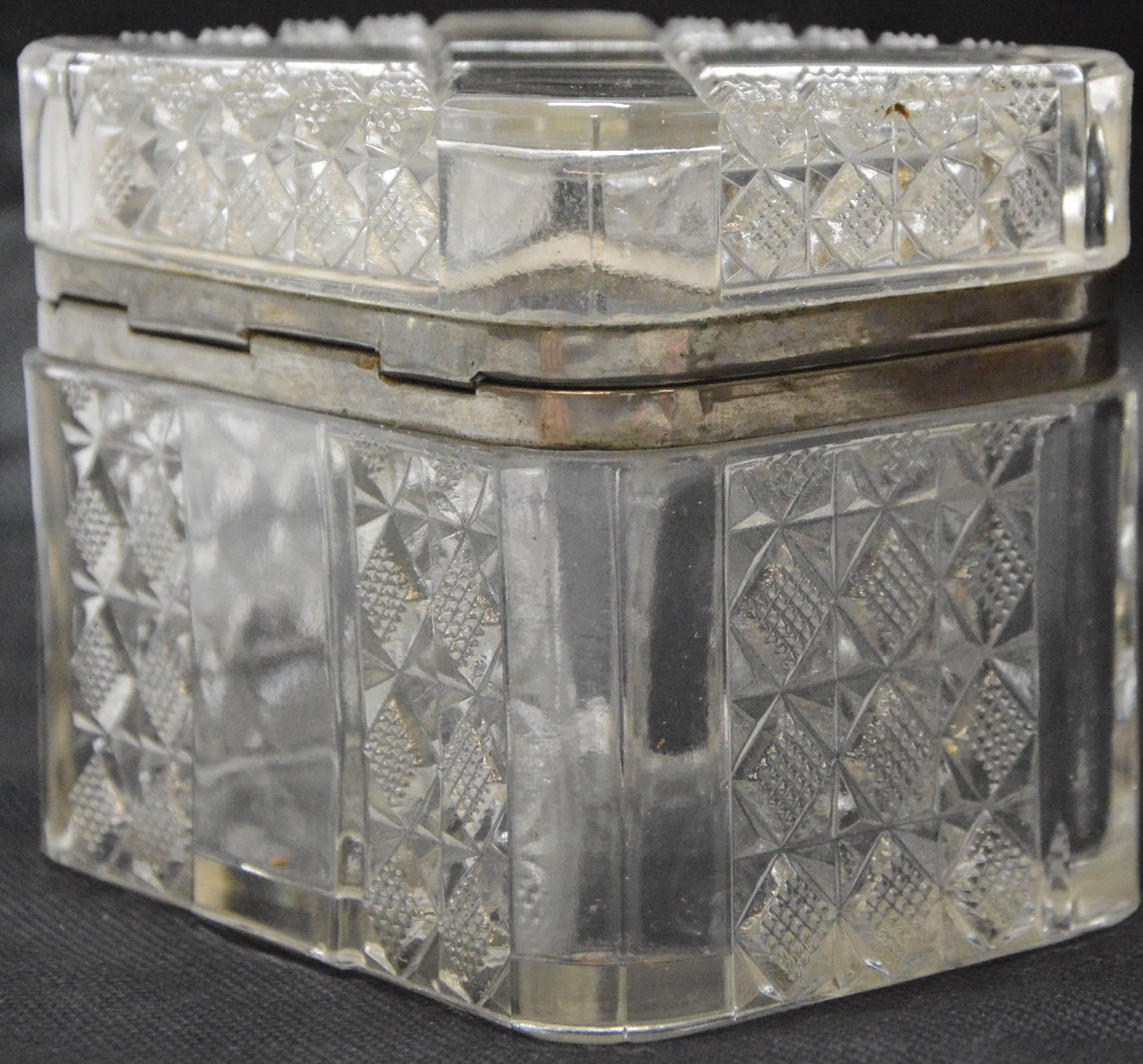 Greek Antique Pressed Glass Lidded Casket For Sale