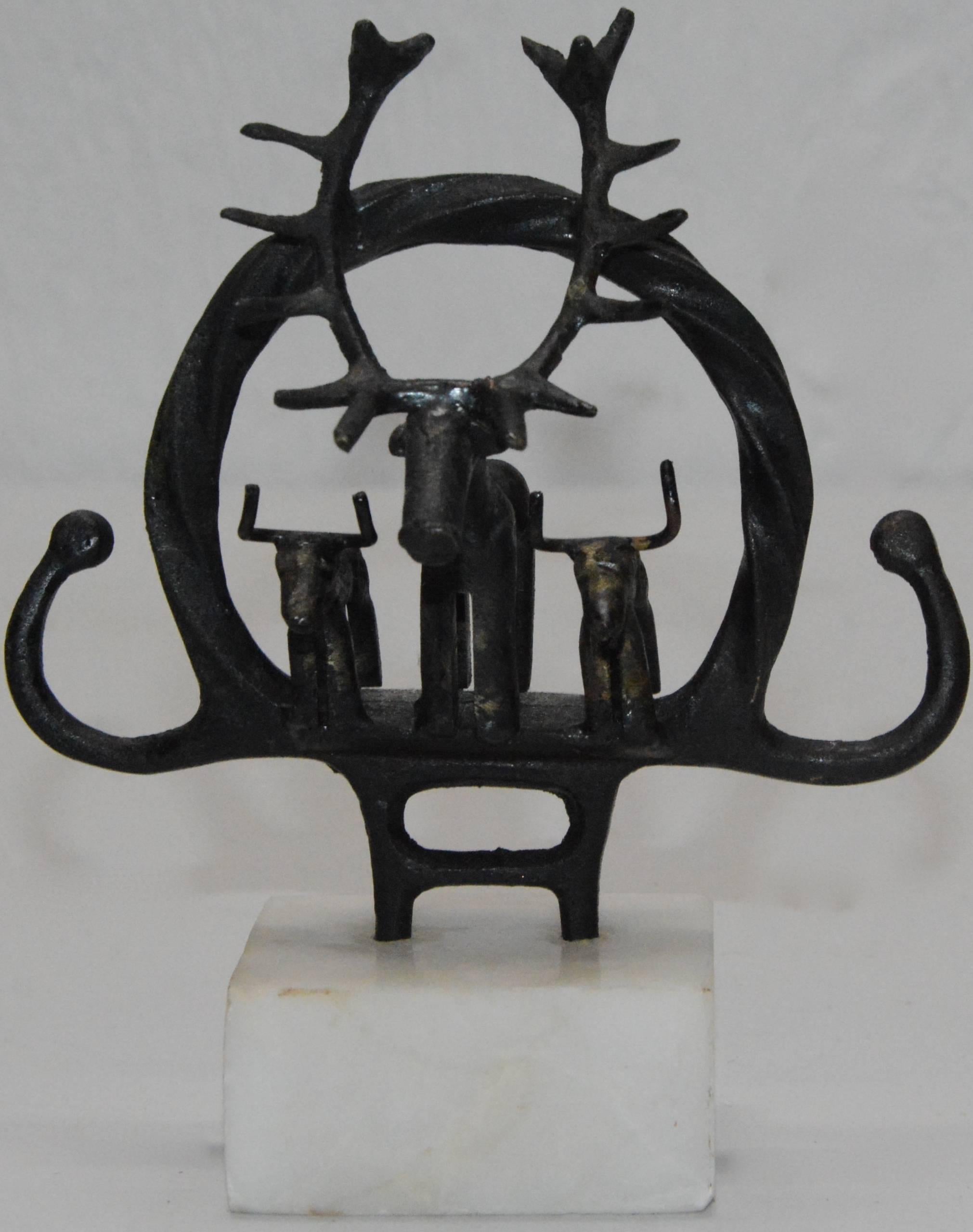 Turkish Anatolian Bronze Ceremonial Standard on Marble For Sale
