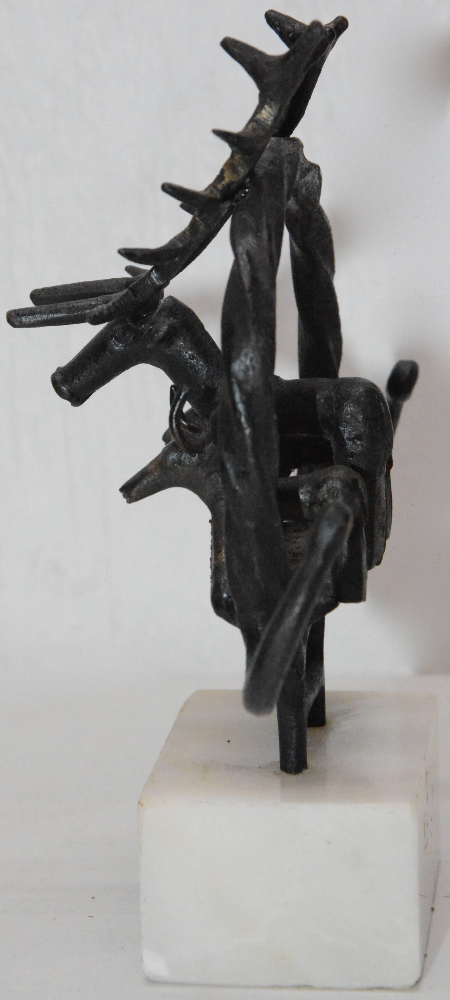 20th Century Anatolian Bronze Ceremonial Standard on Marble For Sale