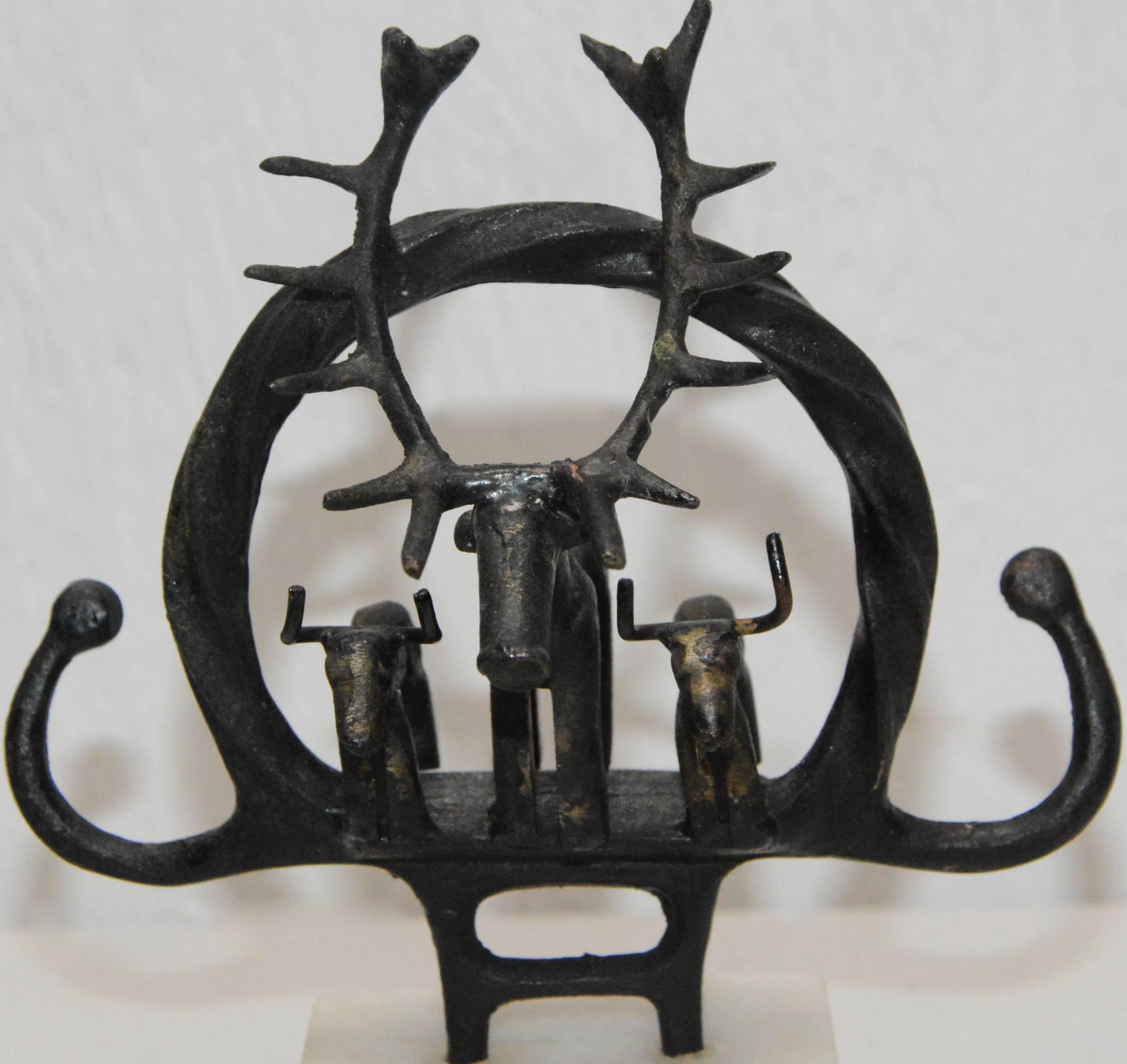 Anatolian Bronze Ceremonial Standard on Marble For Sale 3