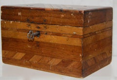 Small Wooden Inlaid Box with Key
