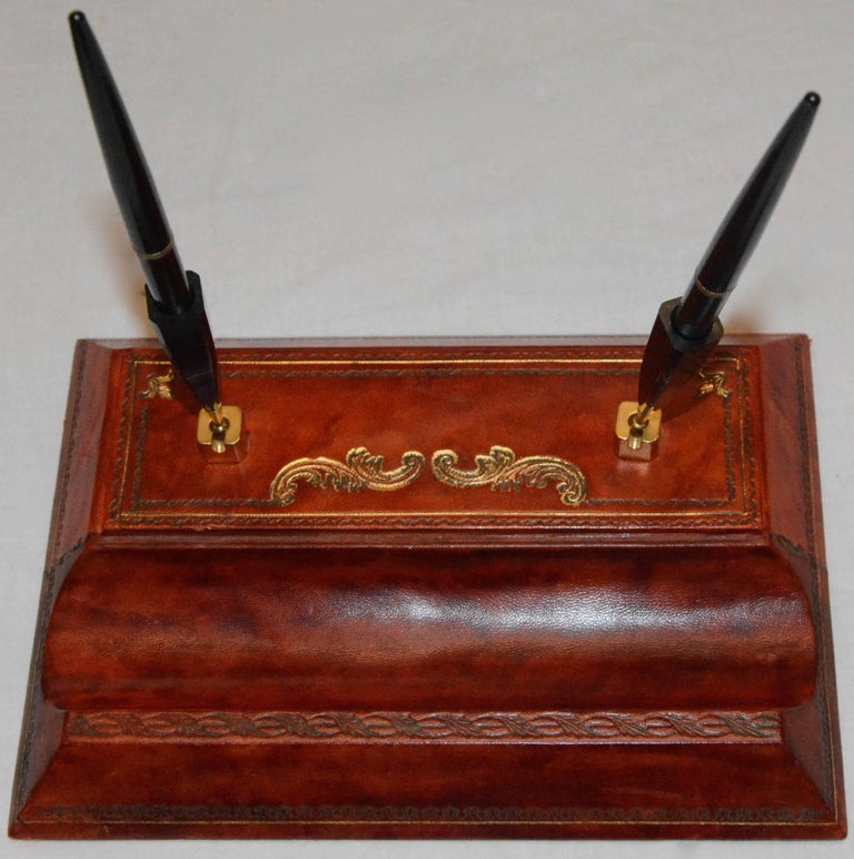 Vintage Red Italian Leather Desk Accessories at 1stDibs