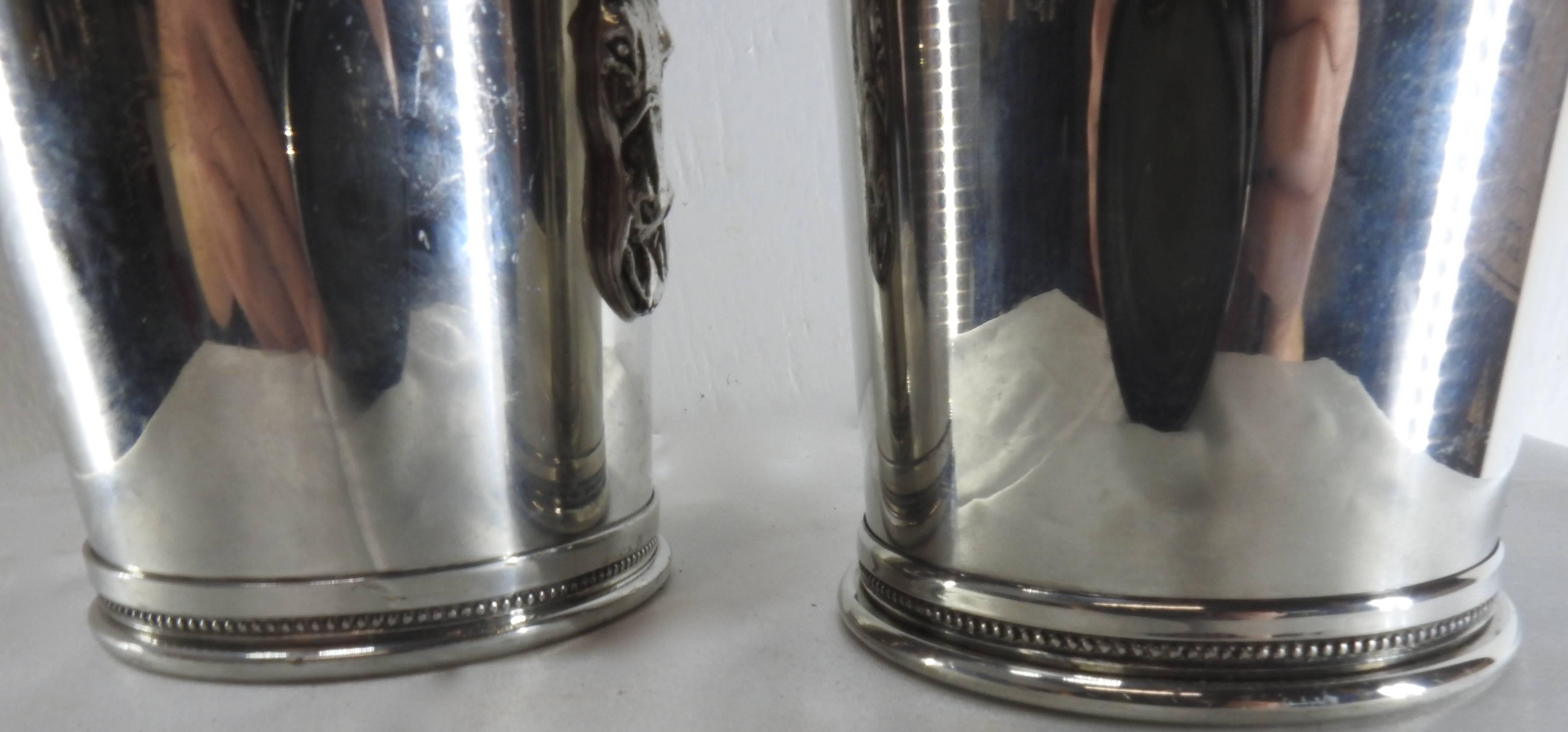 American Pewter Boardman Governor's Cup  Mint Julep Cups with Horse Motifs, Pair