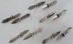 Cast Metal Corn Cob Holders Set of Ten Silver Finish