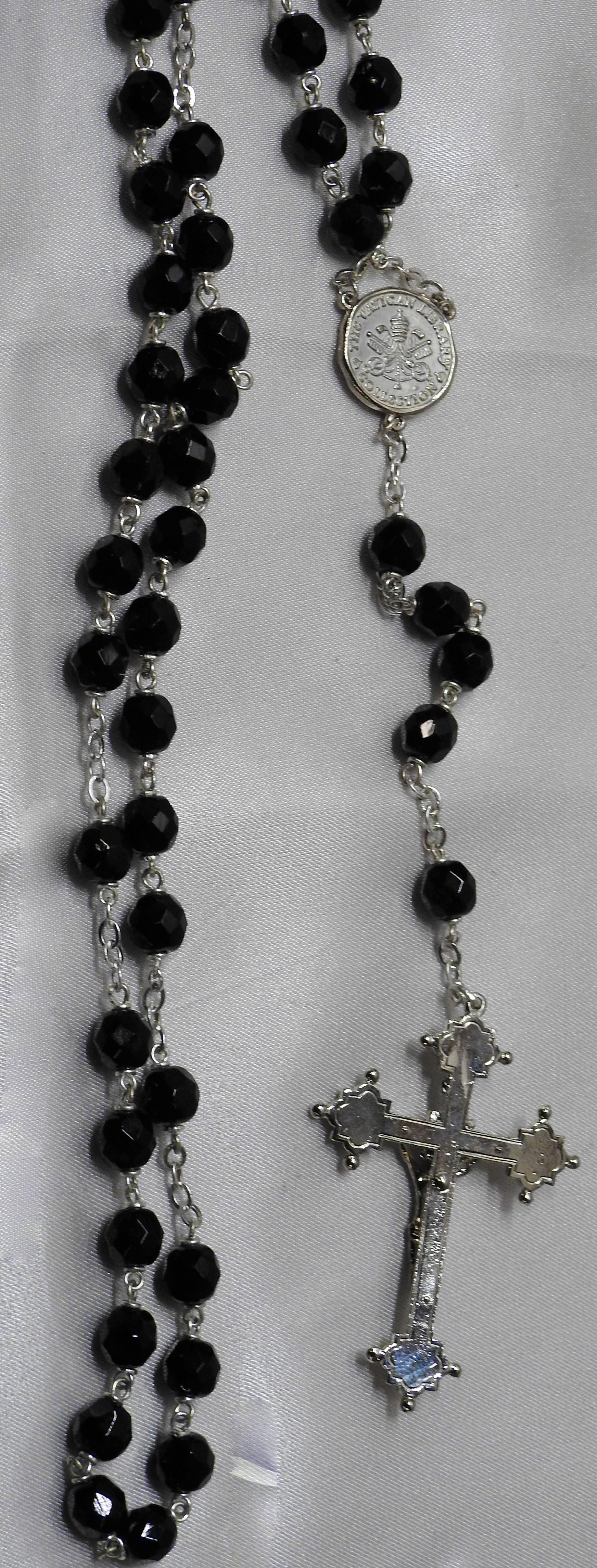 20th Century Rosary from the Vatican Library Black Czech Beading