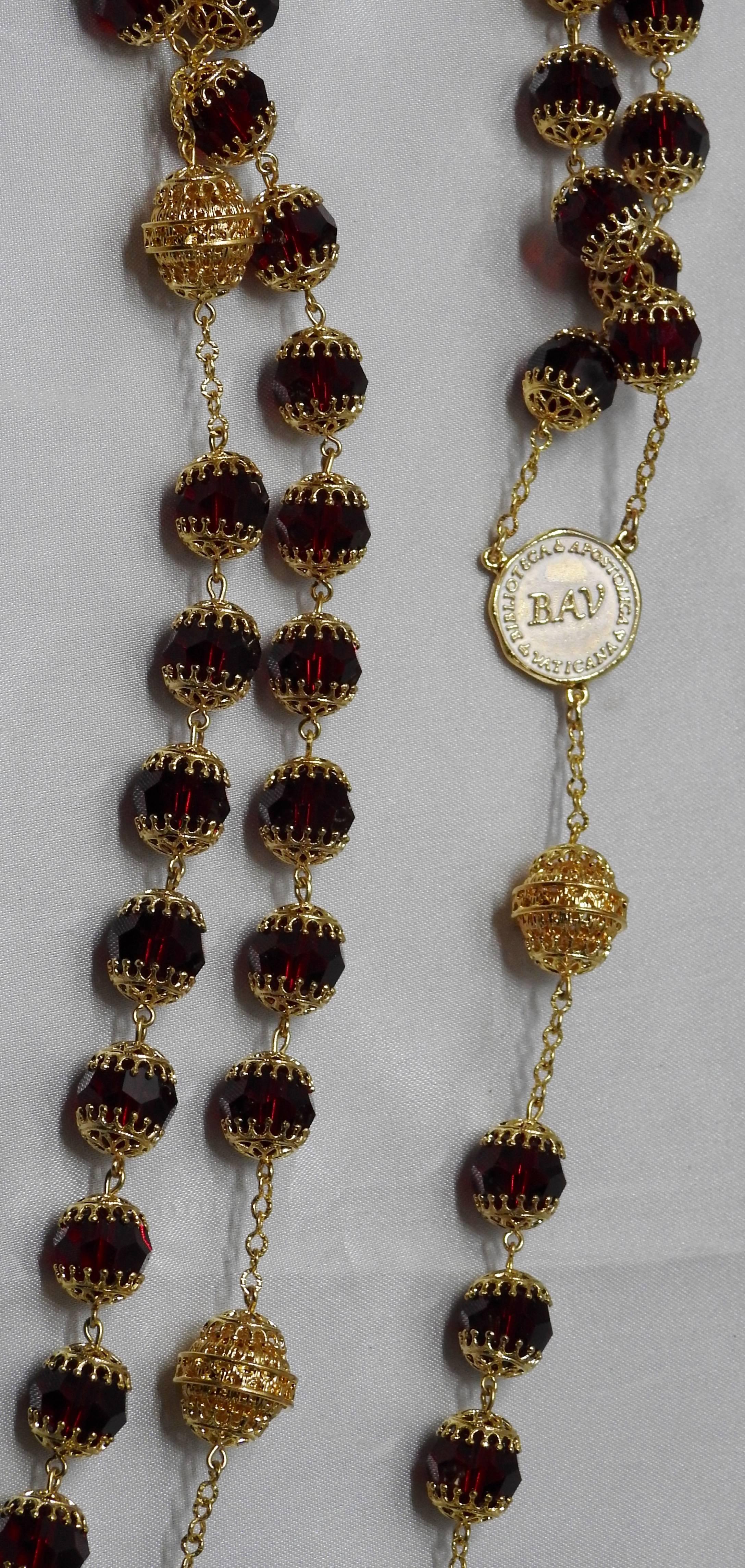 Beaded Rosary from the Vatican Library Red Czech Beads