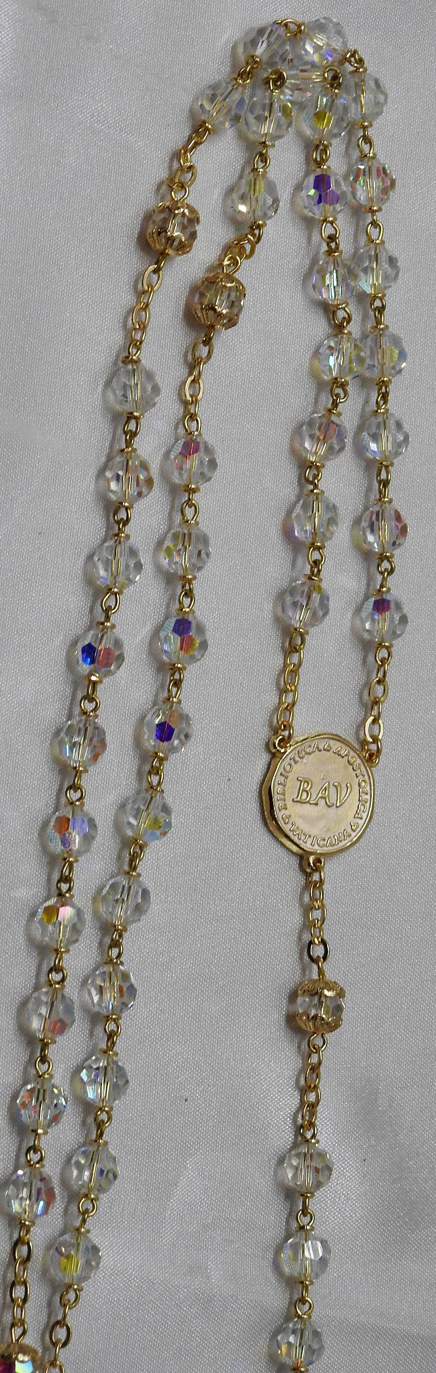 Beaded Rosary from the Vatican Library Clear Glass Czech Beads