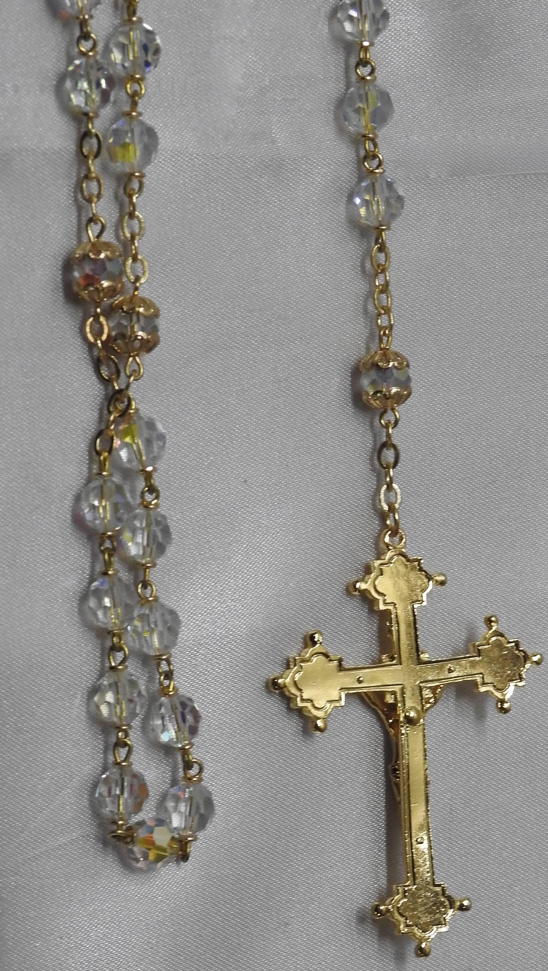 Rosary from the Vatican Library Clear Glass Czech Beads In Good Condition In Cookeville, TN