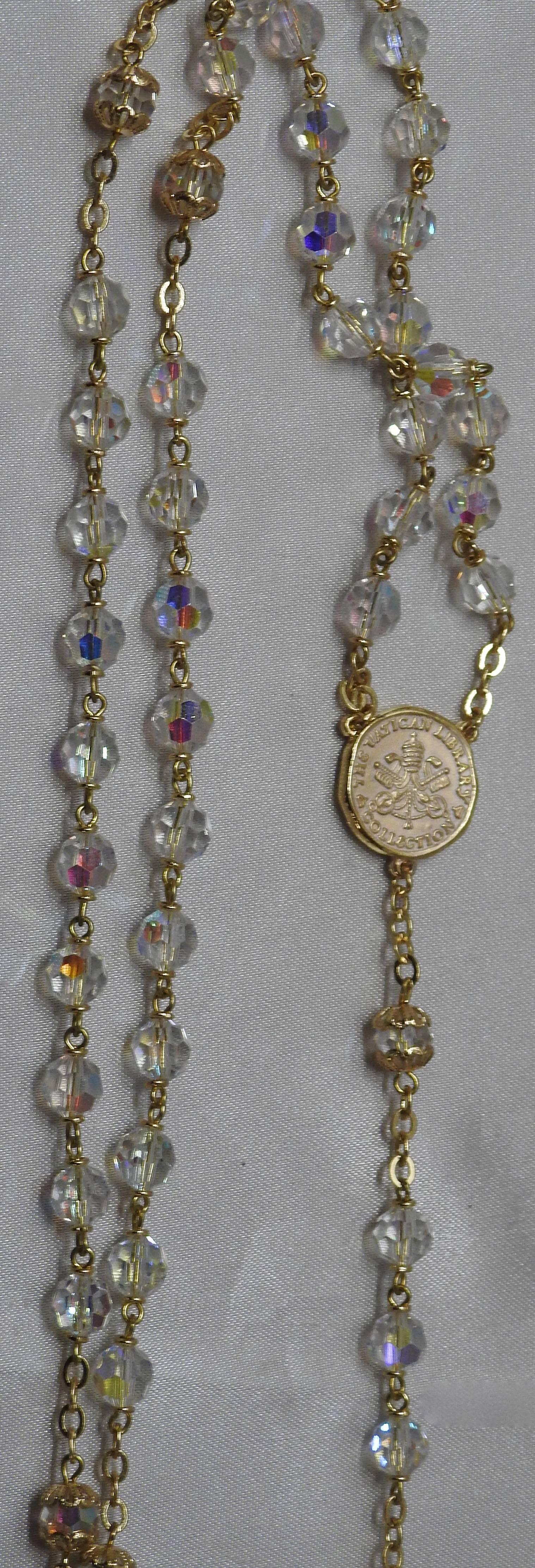 20th Century Rosary from the Vatican Library Clear Glass Czech Beads