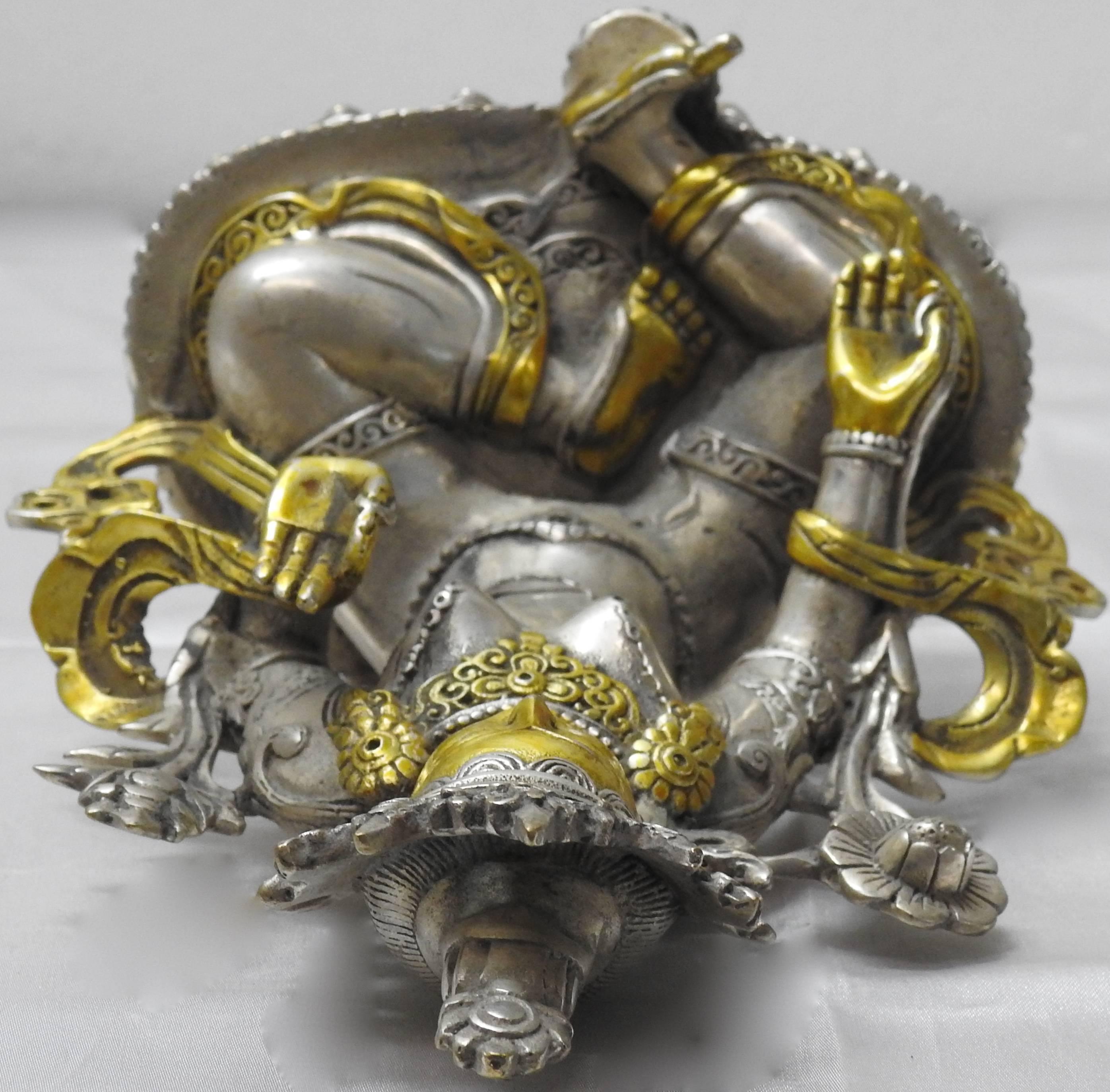 Cast Brass with Silver Overlay Tara Goddess of Peace Sand Protection Statue