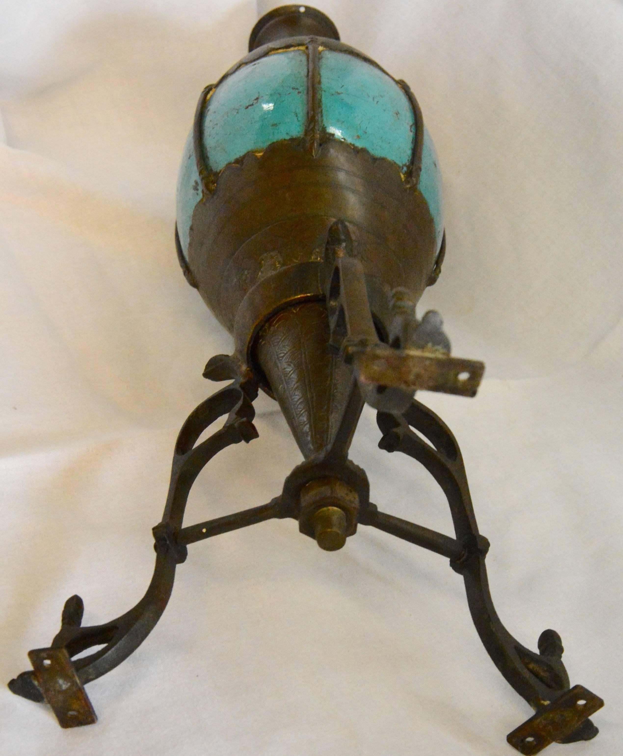 Hand-Crafted Bronze and Turquoise Ceramic Hookah Pipe, Late 19th Century For Sale
