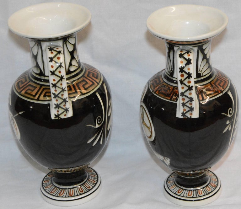 Pair of Neoclassical Vases with Greek Key Details For Sale at 1stdibs
