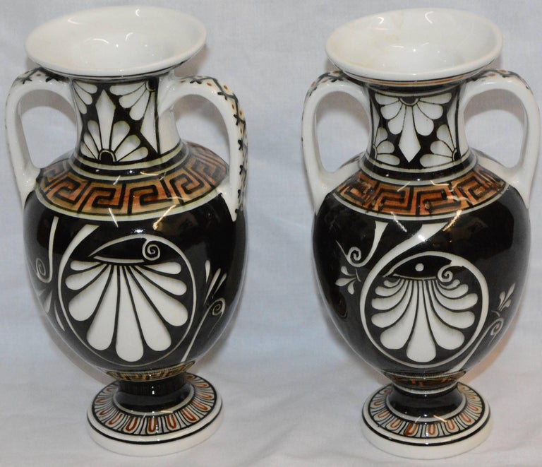 Pair of Neoclassical Vases with Greek Key Details For Sale at 1stdibs