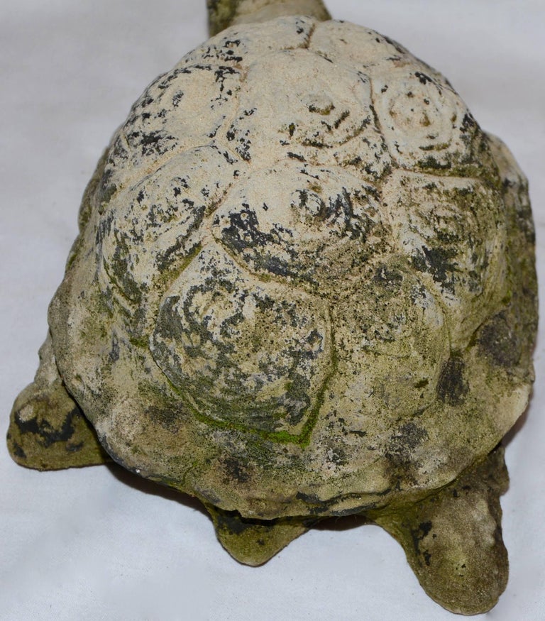 Midcentury Turtle Concrete Garden Decor Statue For Sale at 1stdibs