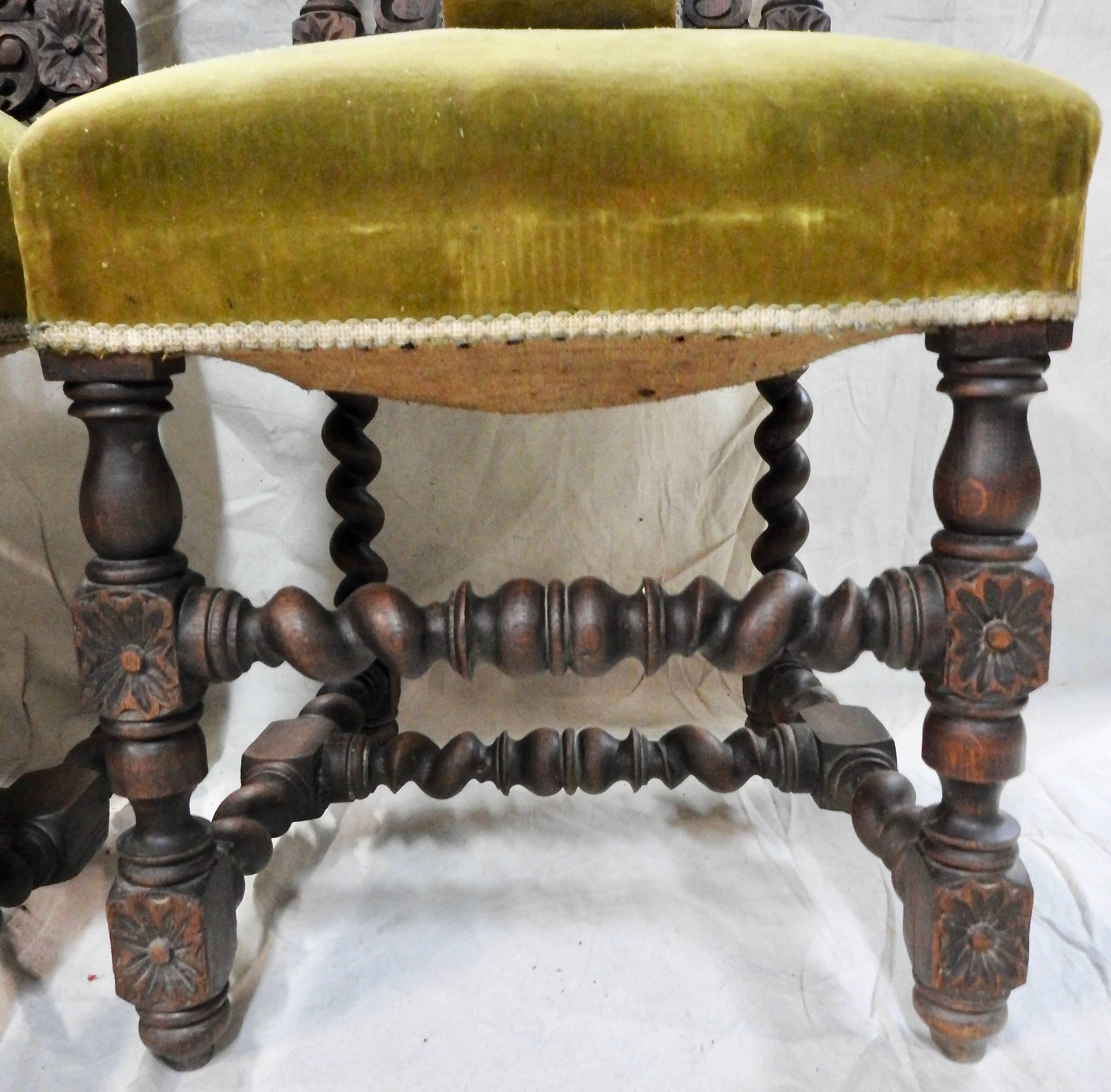 Set of Six Spanish Renaissance Revival Side Chairs 2