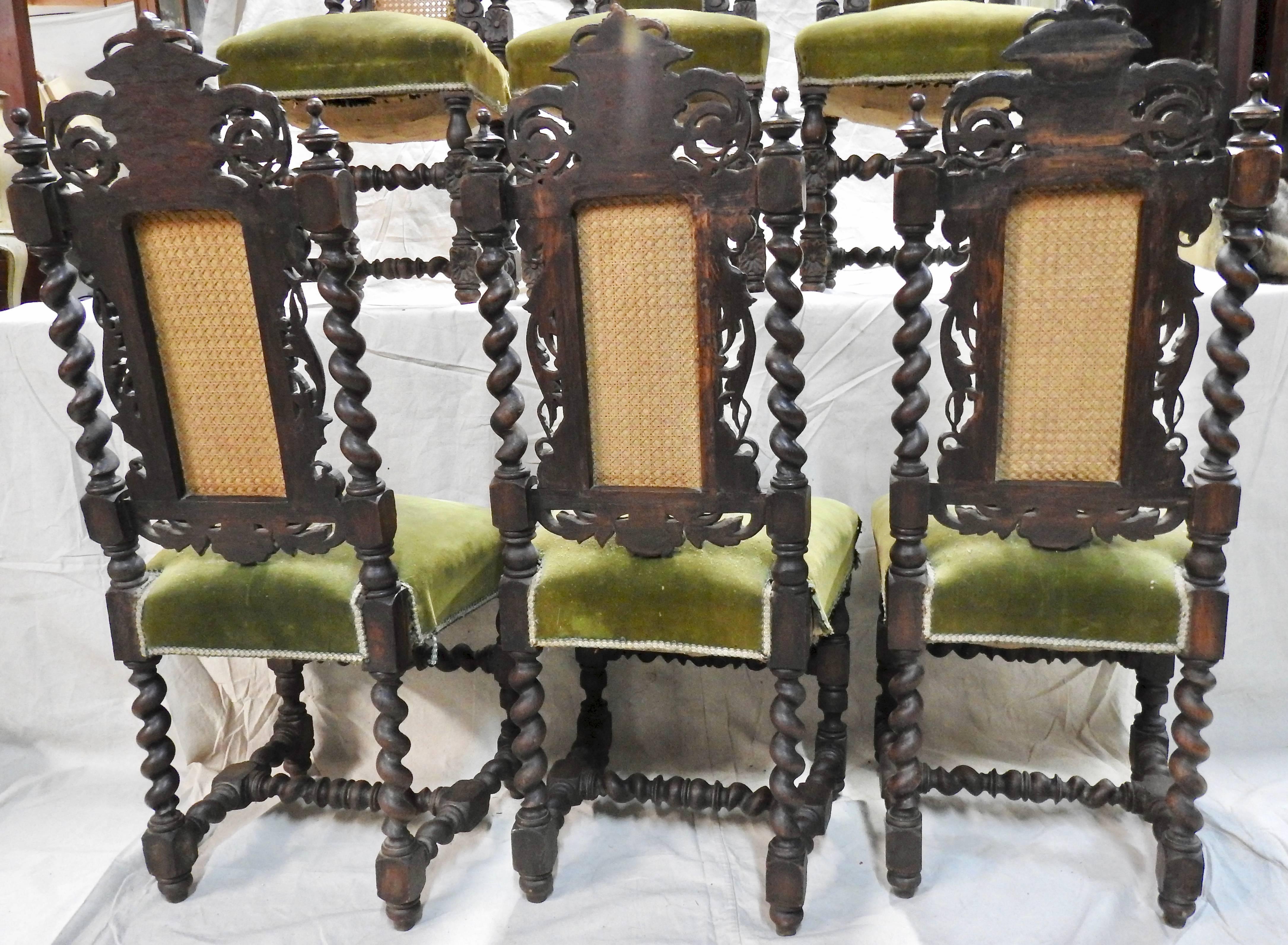 Set of Six Spanish Renaissance Revival Side Chairs 3