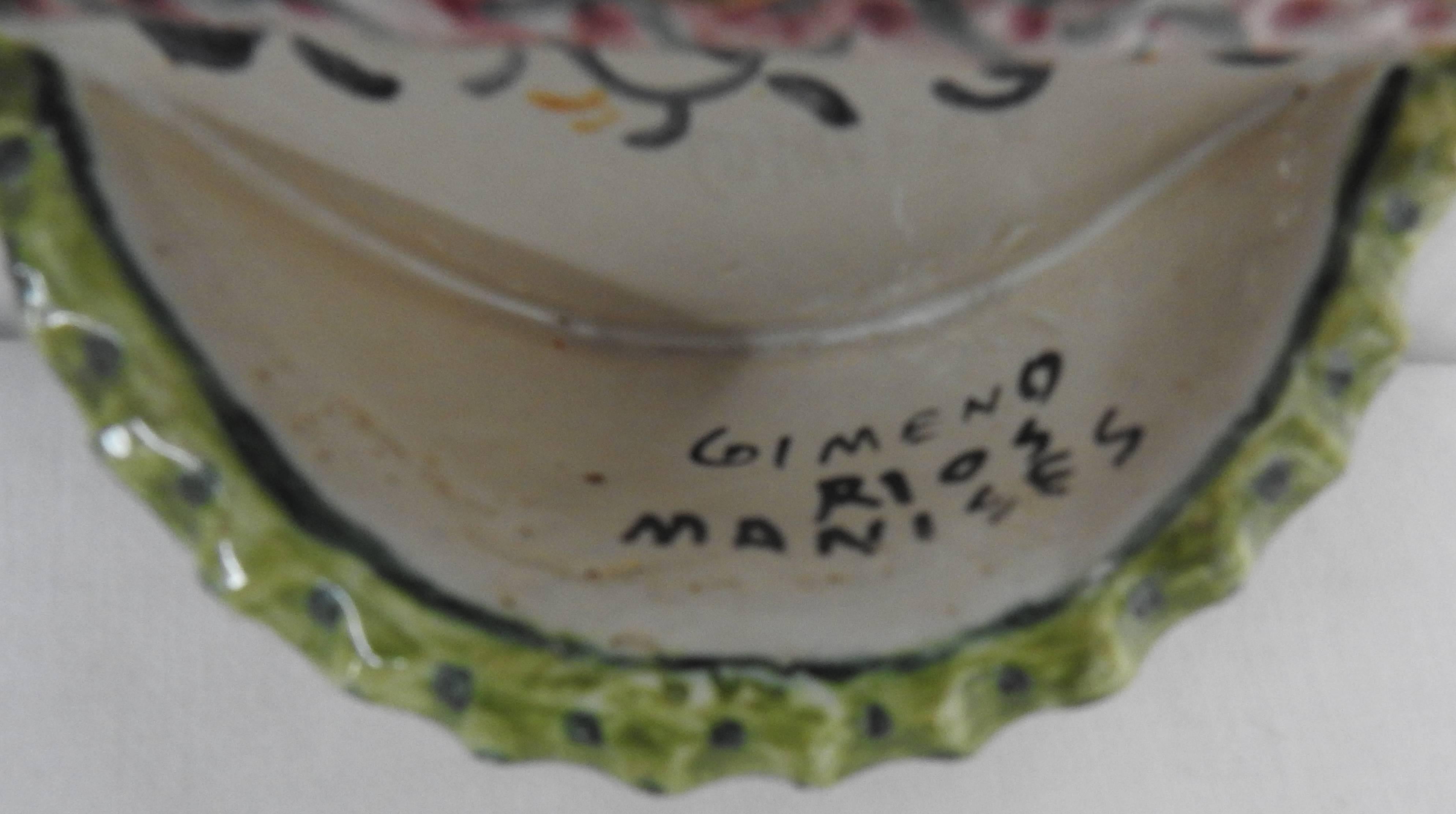 Colombian Spanish Holy Water Ceramic Font Midcentury, Signed