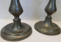 Colonial Style Pewter Taper Candlesticks, Pair