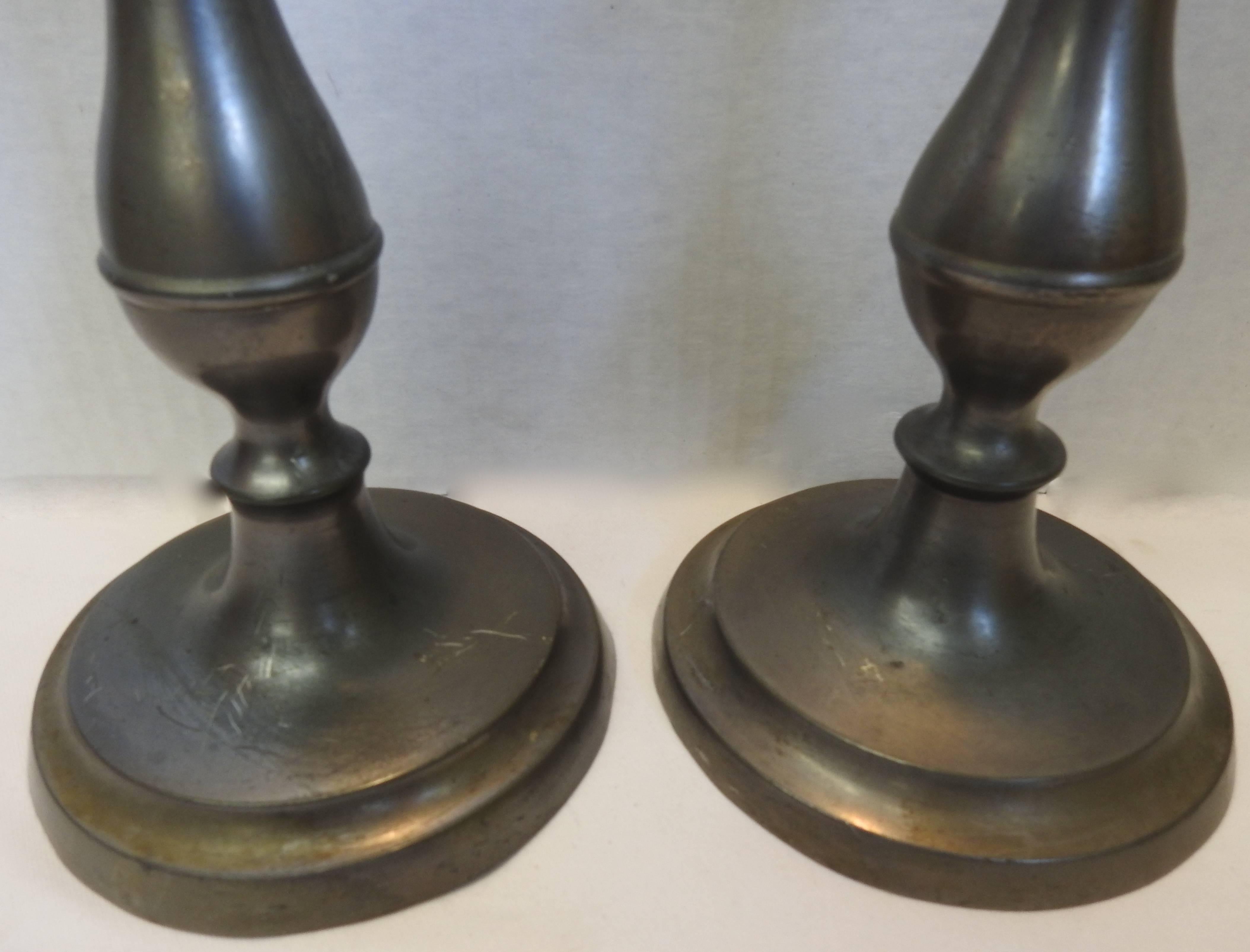 colonial pewter candlesticks