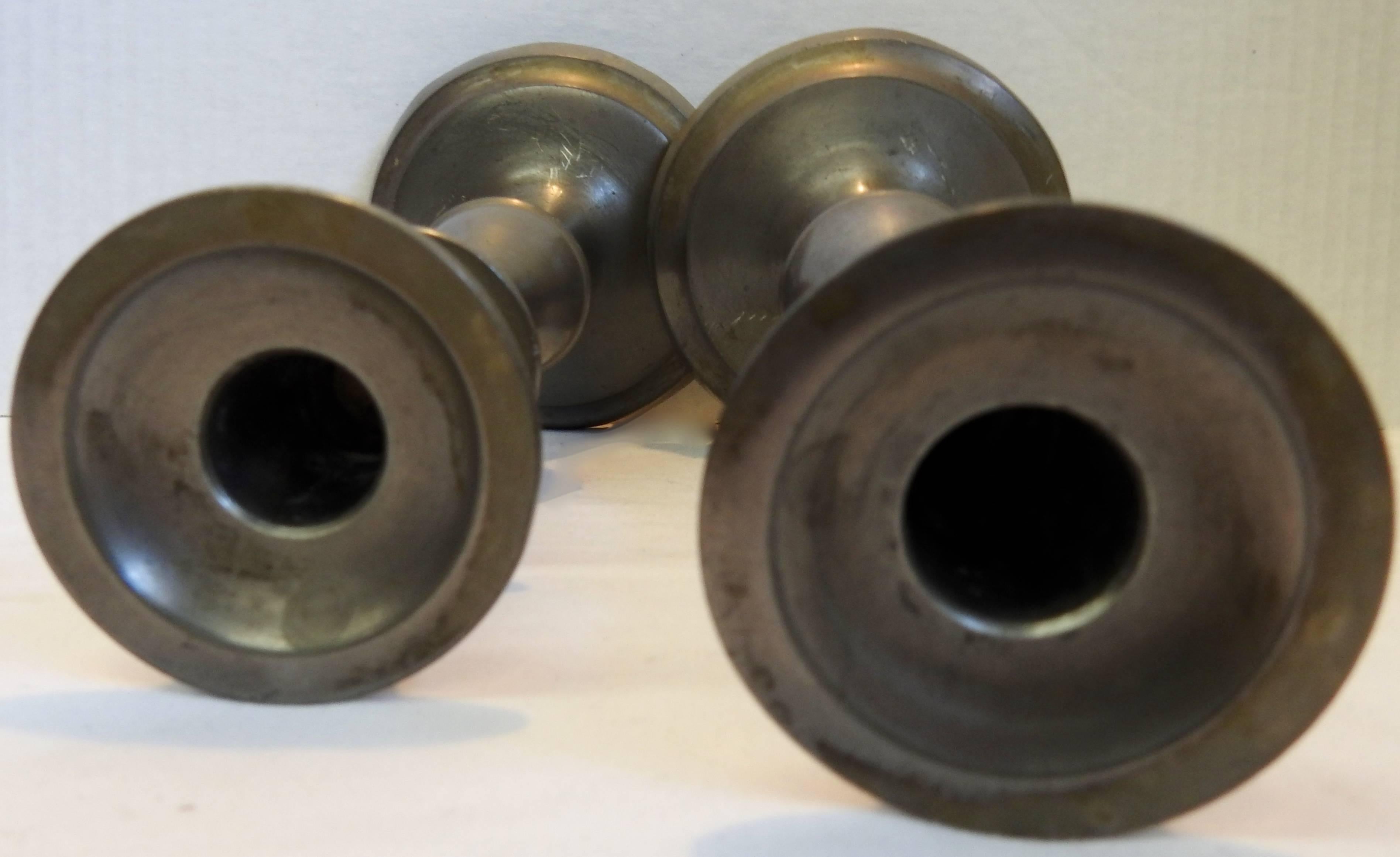 American Pewter Candlesticks in the Colonial Style, Pair For Sale