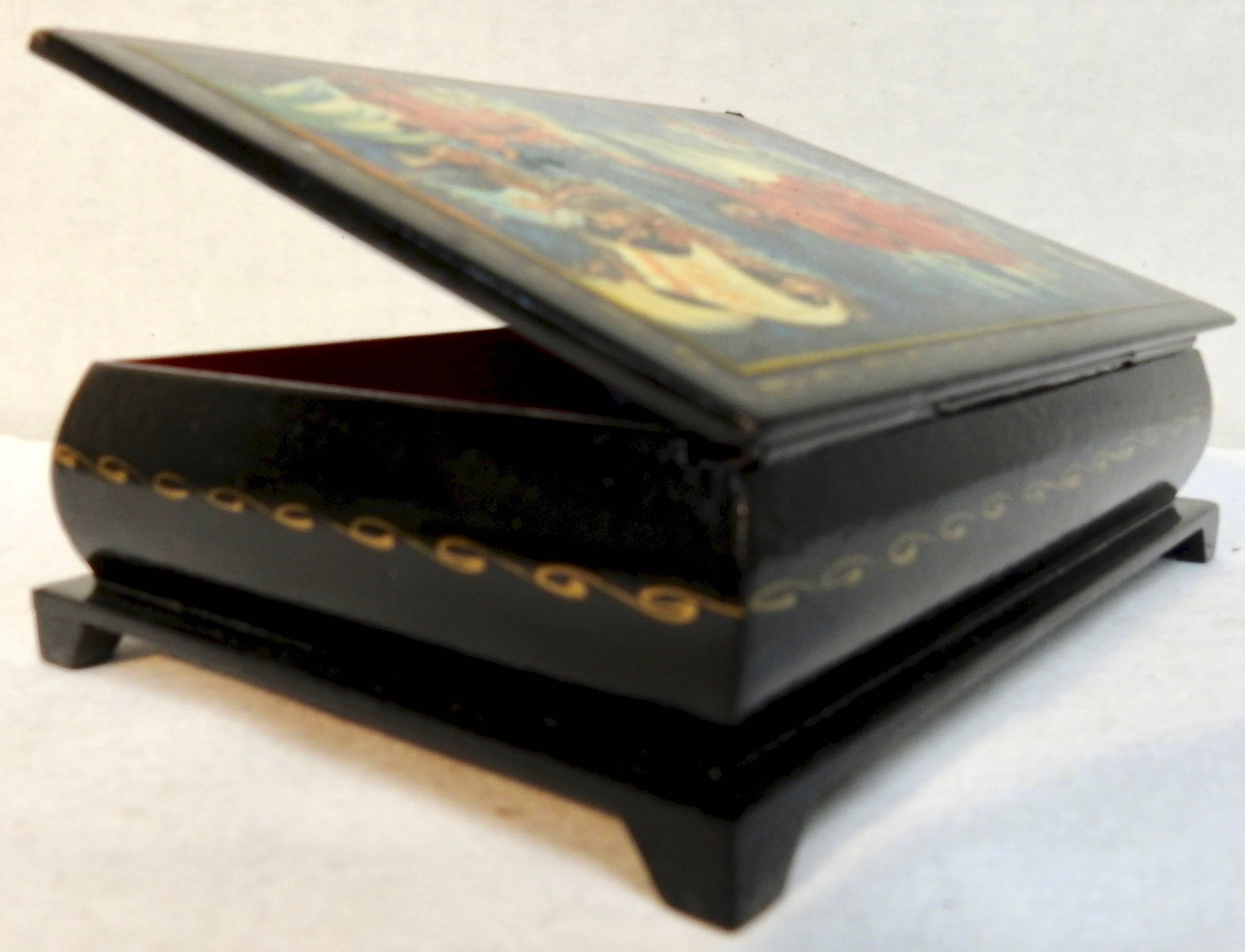 20th Century Russian Lacquer Box Featuring Poseidon Scene