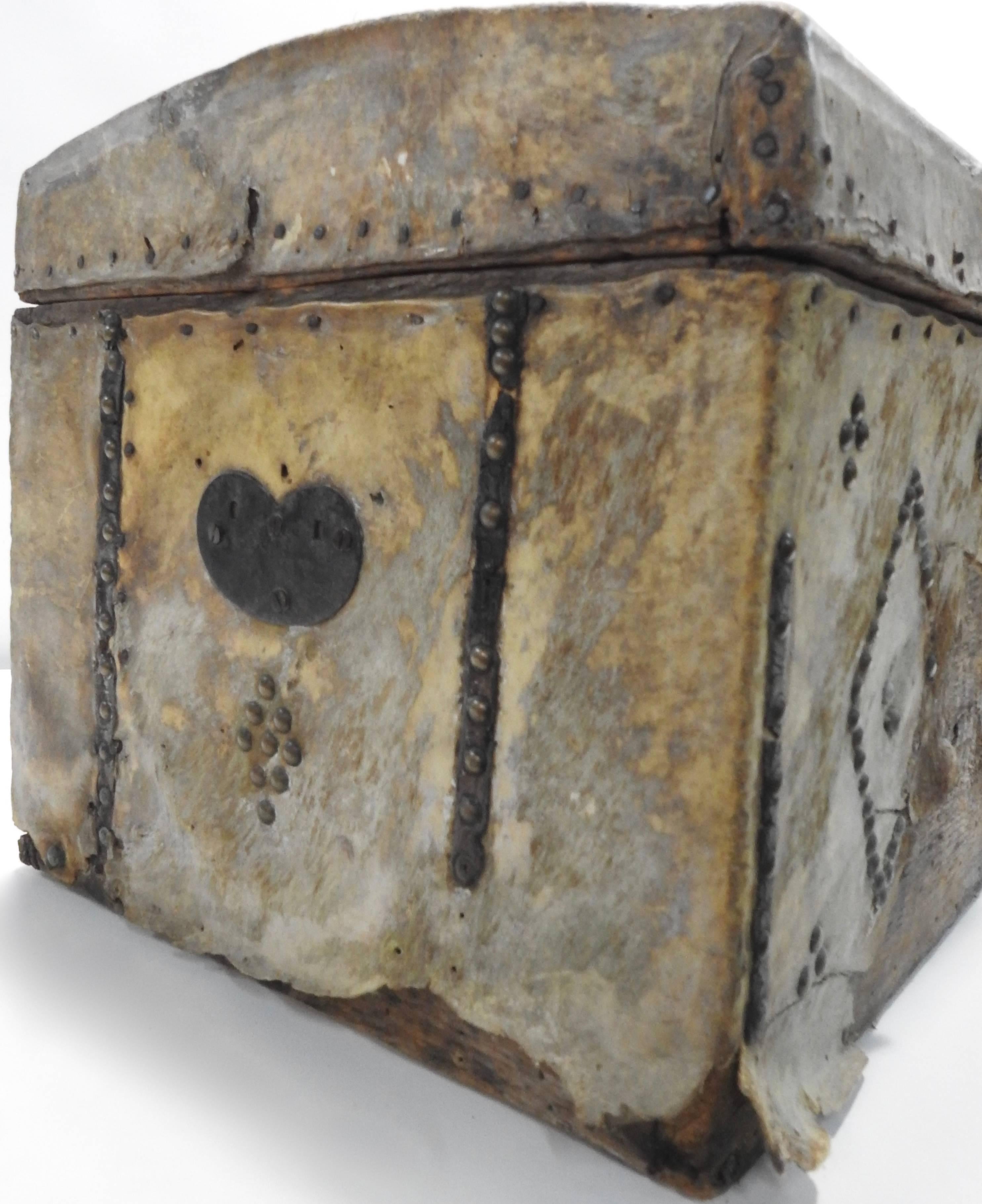 American Spanish Colonial Trunk Covered in Hide, 19th Century