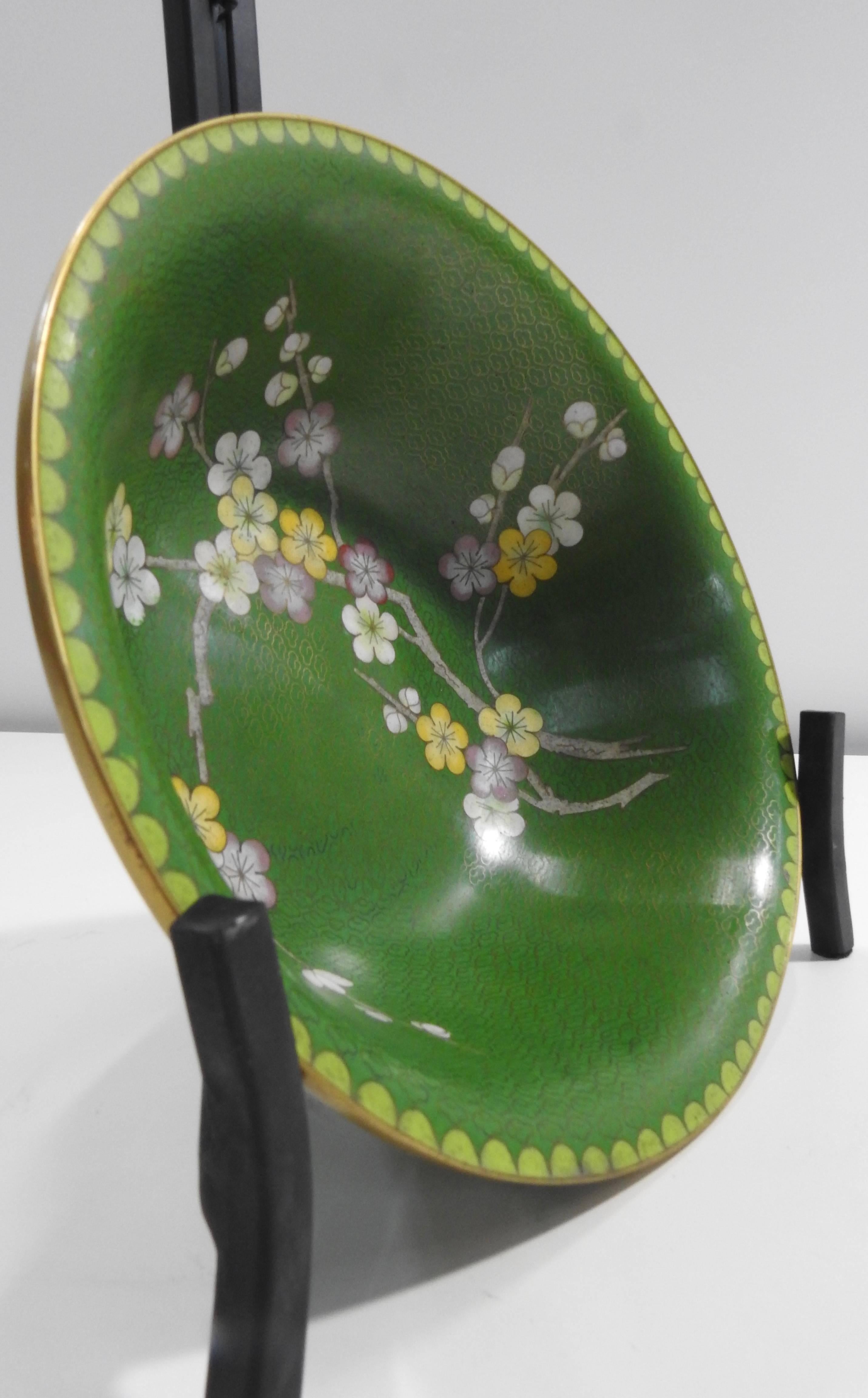 Cloisonné Bowl with Floral Details Midcentury For Sale 1