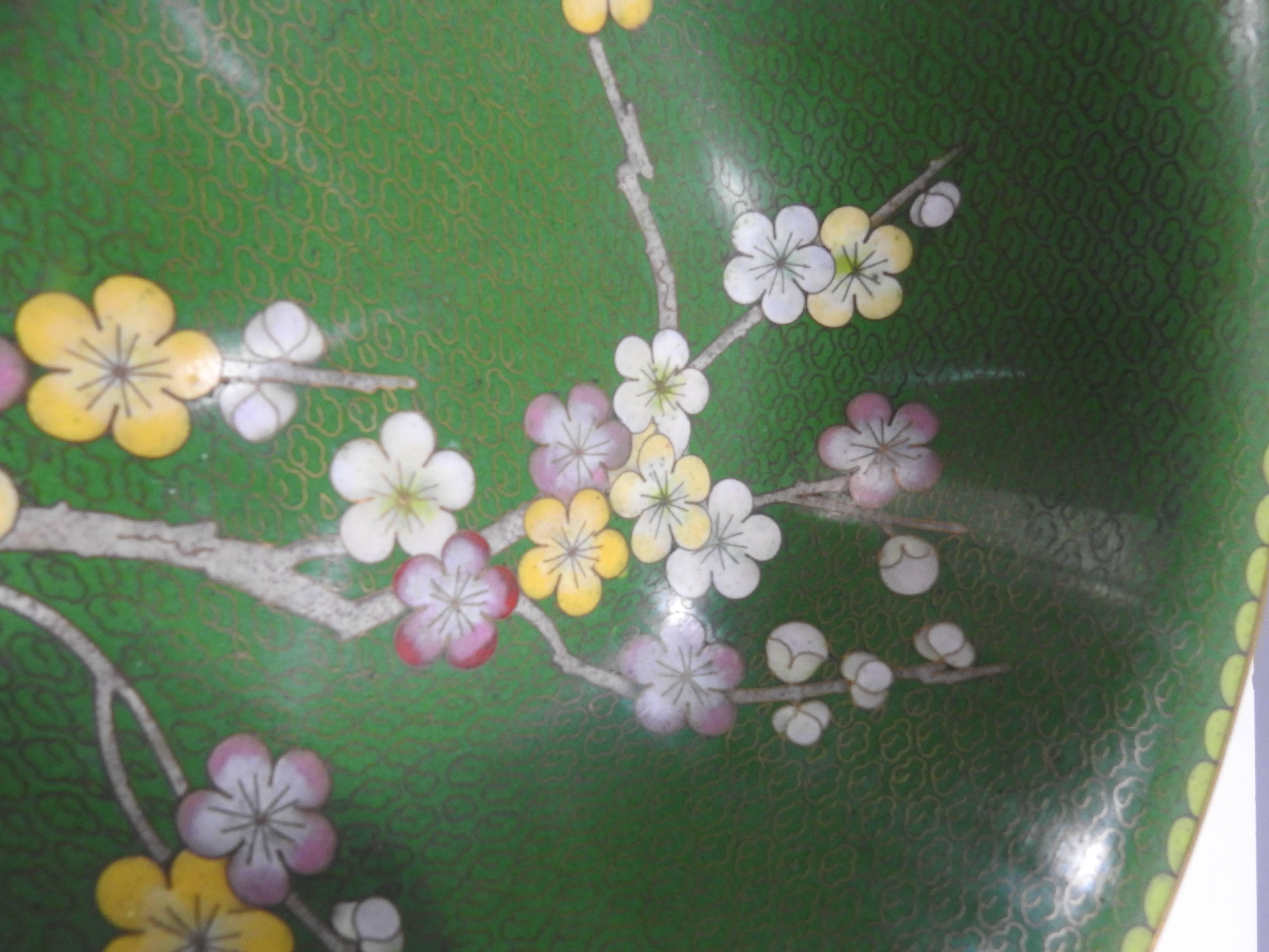 Chinese Export Cloisonné Bowl with Floral Details Midcentury For Sale