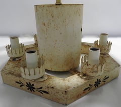 French Tole Metal Chandelier, Mid-20th Century