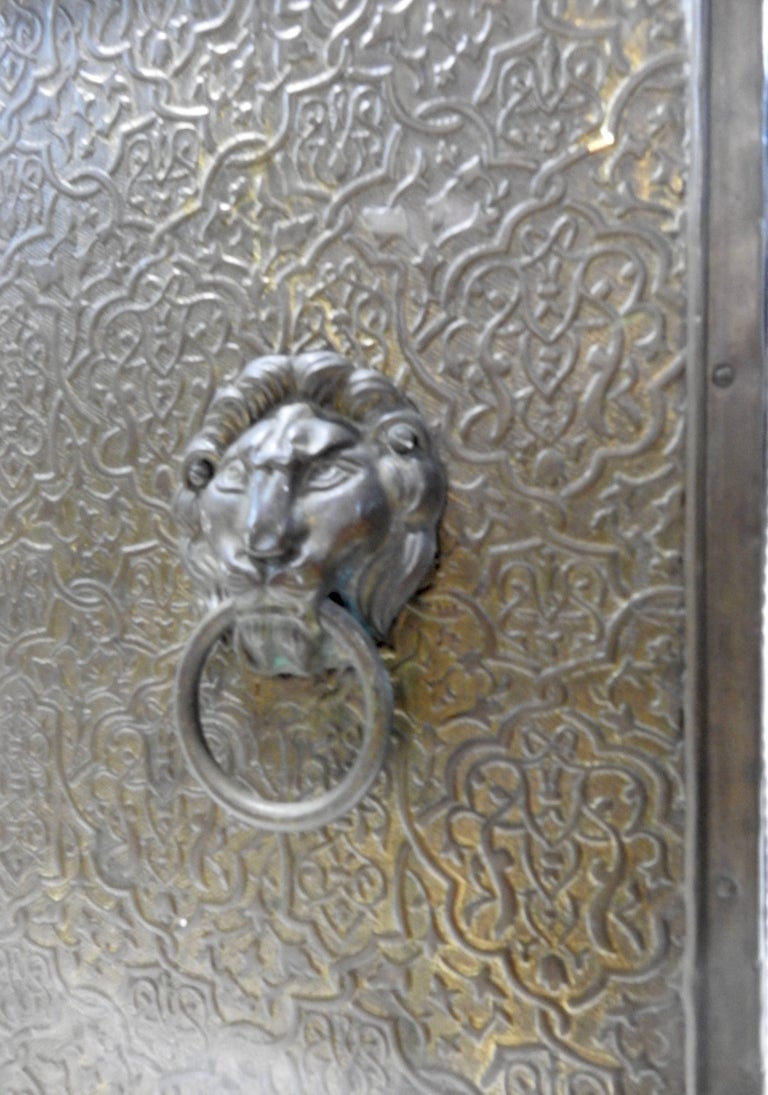 Brass and Wood Umbrella Stand with Embossed Sailing Ship at 1stDibs