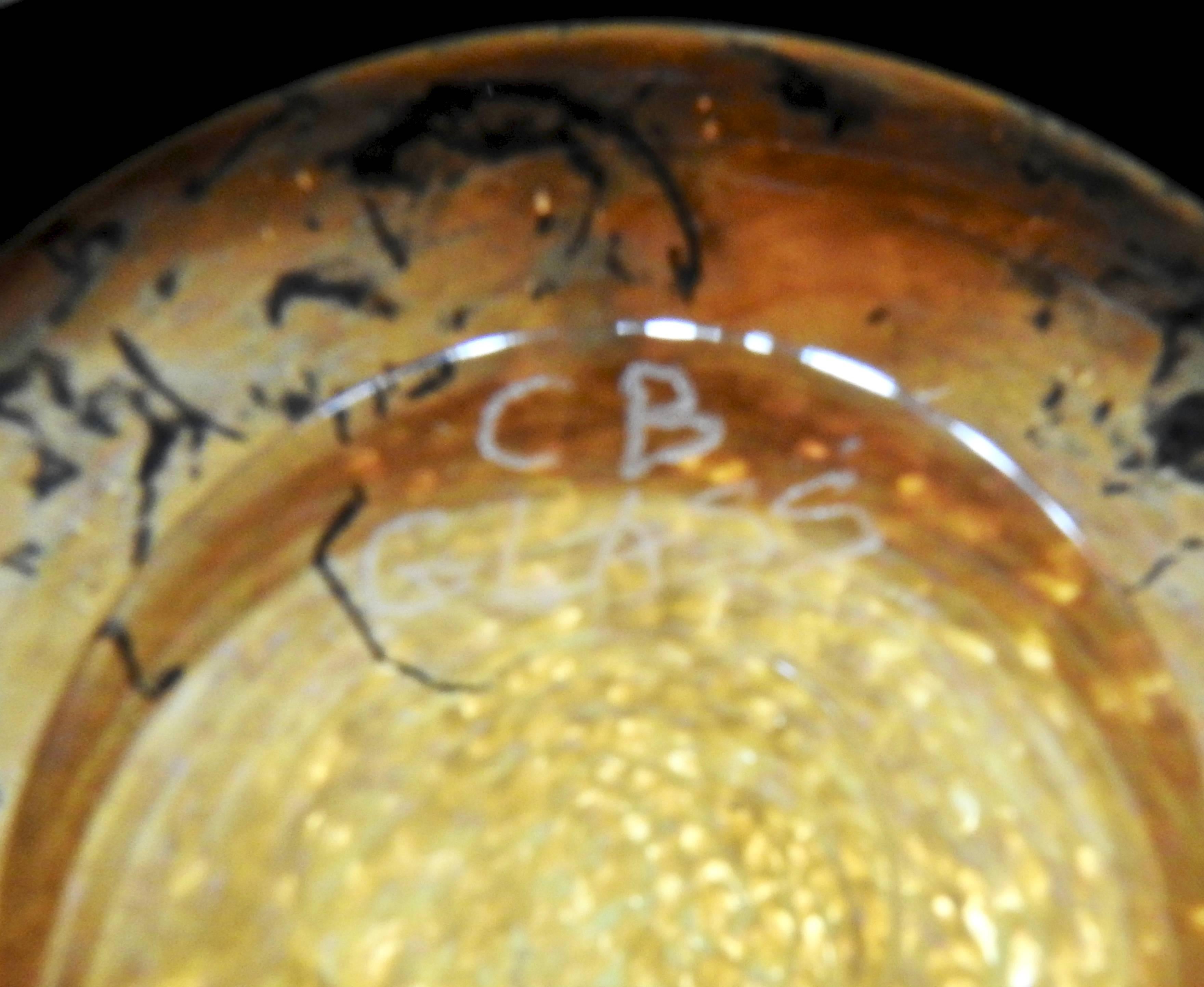 American Signed CB Art Glass Vase by Curtis Brock